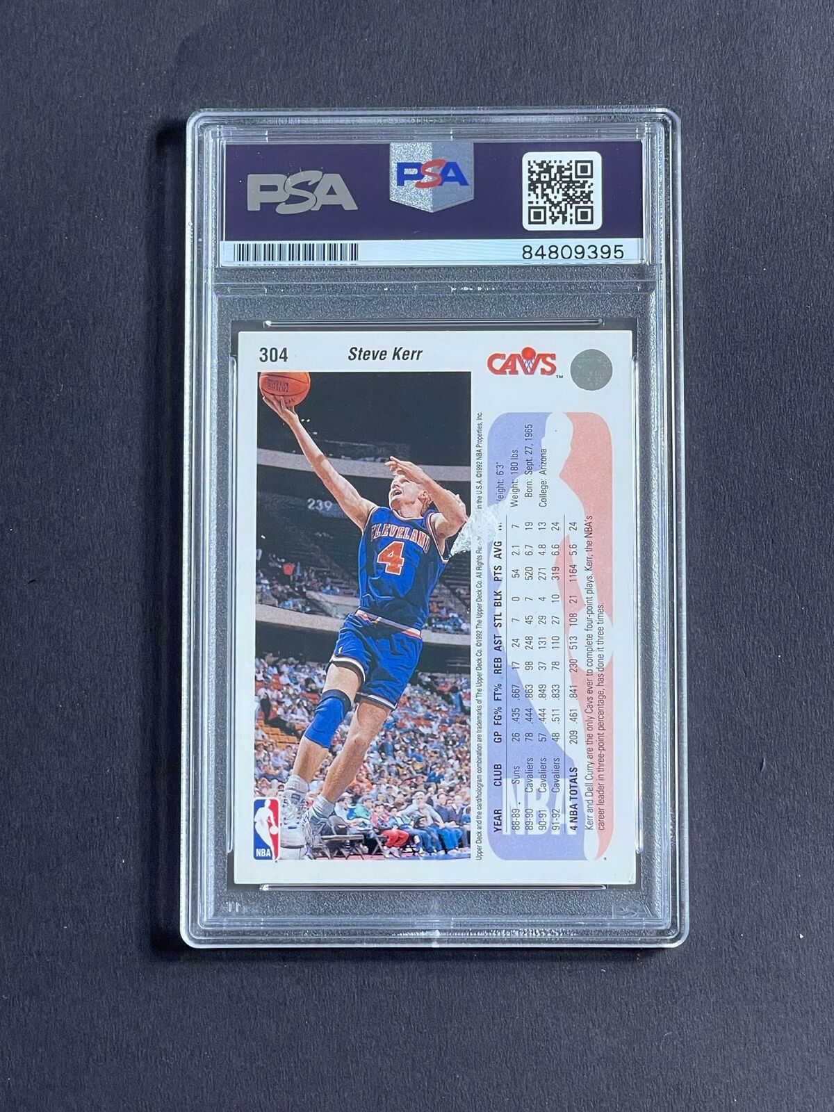 1992-93 Upper Deck #304 Steve Kerr Signed Card PSA Slabbed Cavaliers