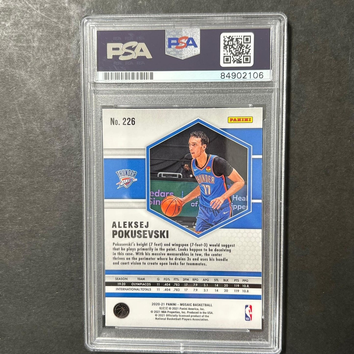 2020-21 Panini Mosaic #226 Aleksej Pokusevski Signed Card AUTO PSA Slabbed RC Th