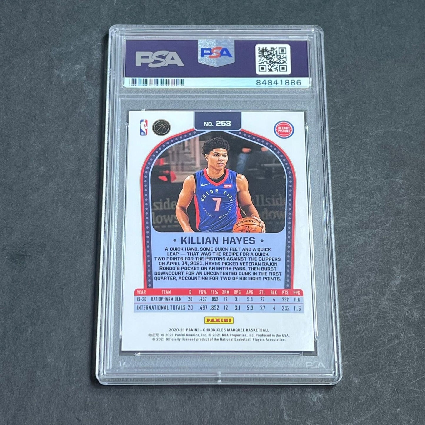 2020-21 Panini Chronicles Marquee #253 Killian Hayes Signed Card AUTO PSA Slabbe