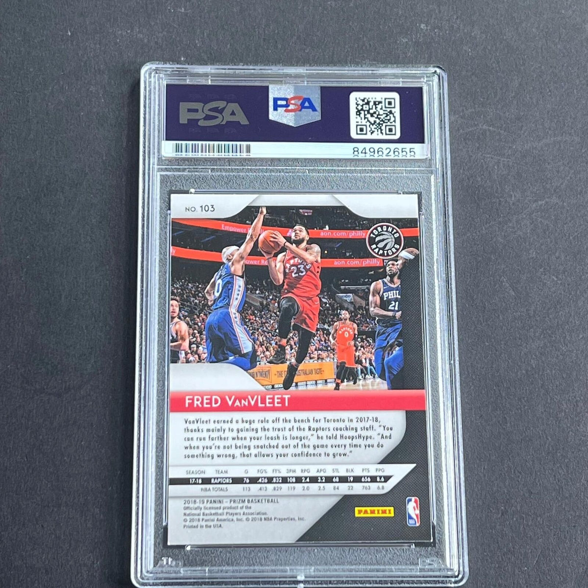 2018-19 Panini Prizm #103 Fred VanVleet Signed Card AUTO 10 PSA Slabbed Raptors