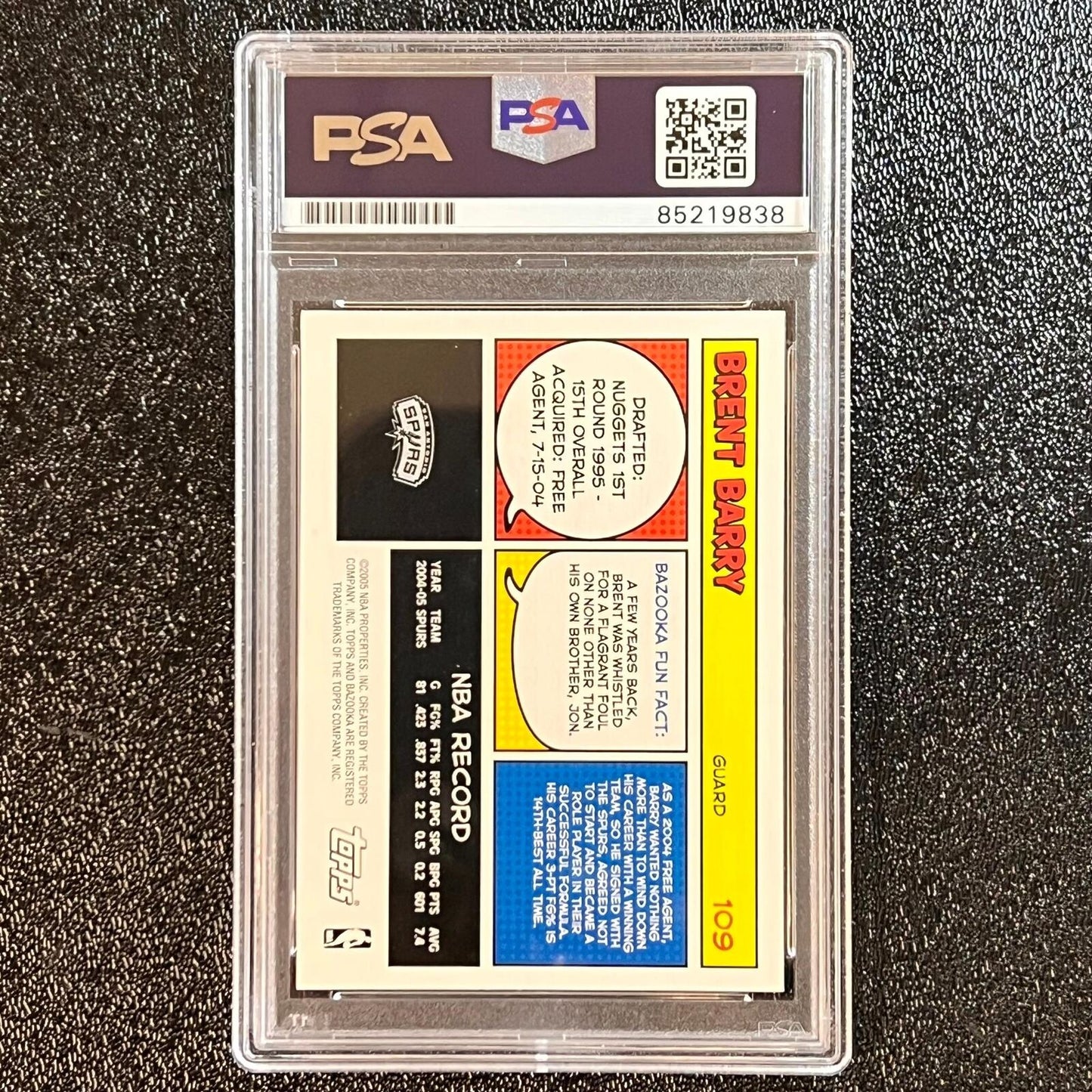 2005 Topps #109 Brent Barry Signed Card AUTO PSA Slabbed Spurs