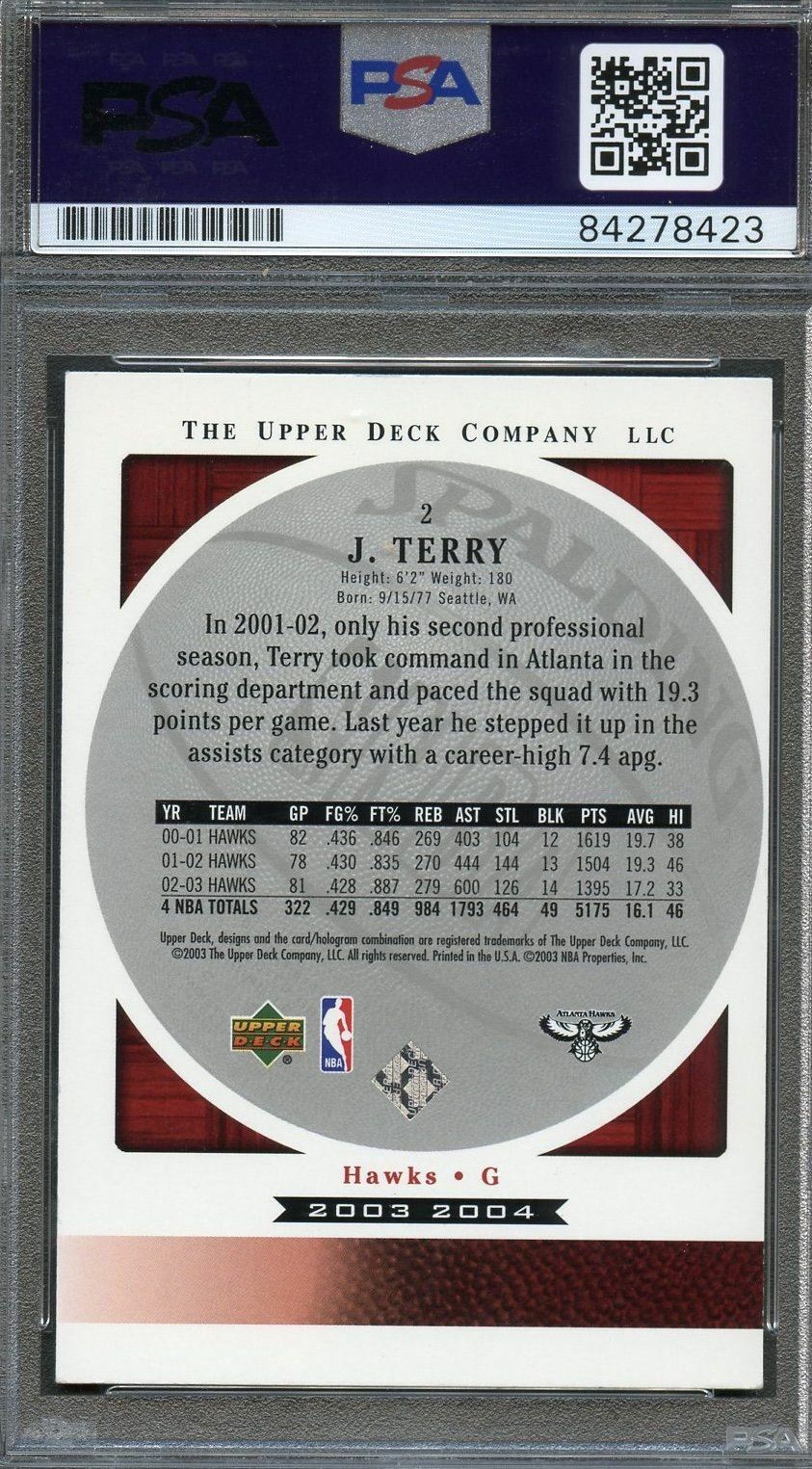 2003 Upper Deck #2 Jason Terry Signed Card AUTO PSA Slabbed Hawks