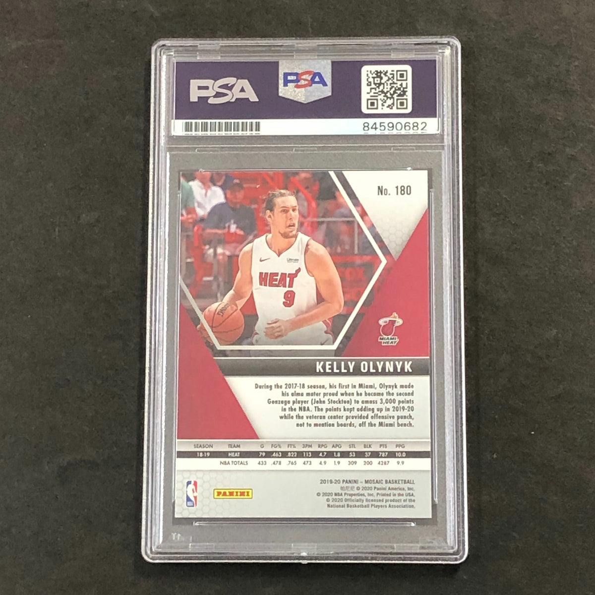 2019-20 Mosaic Basketball #180 Kelly Olynyk Signed Card AUTO PSA Slabbed Heat