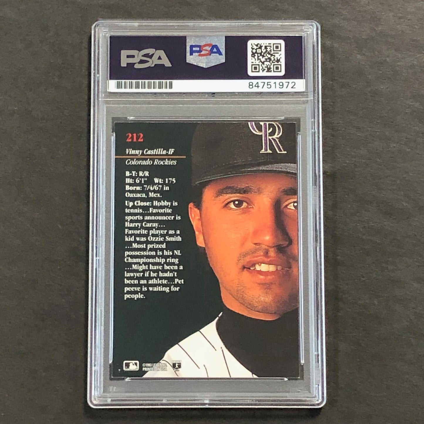 1993 Leaf Baseball #212 Vinny Castilla Signed Card PSA Slabbed Auto Rockies Rook