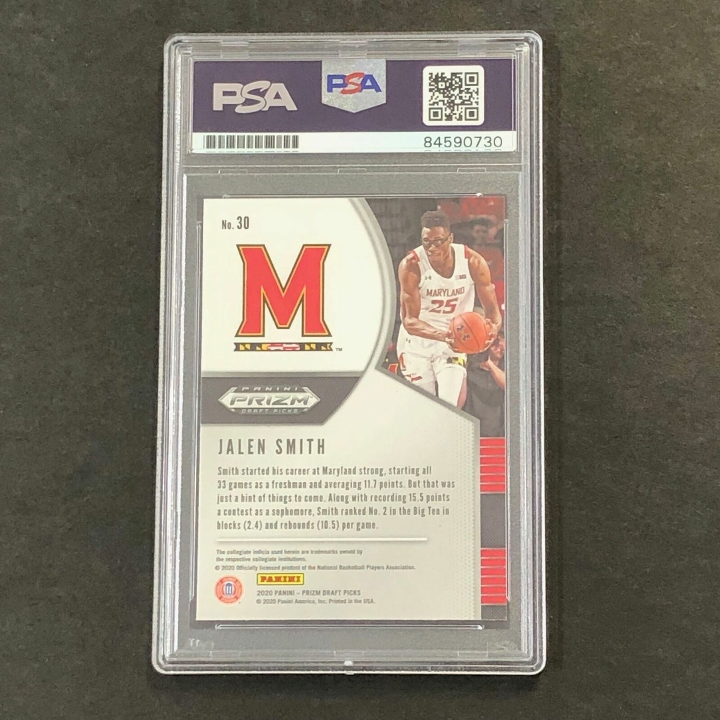 2020-21 Panini Prizm Draft Picks #30 Jalen Smith Signed Card AUTO PSA Slabbed RC