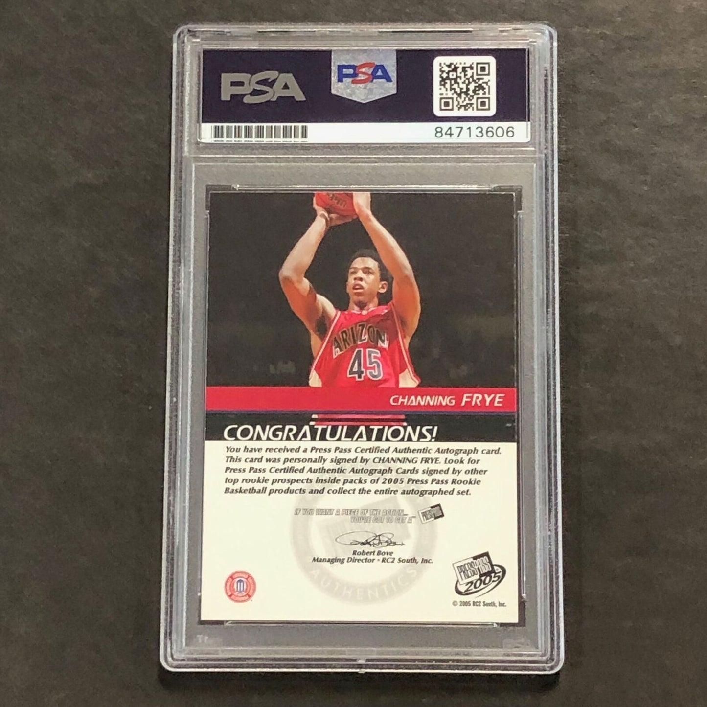 2005 PressPass #118 Channing Frye Signed Card AUTO PSA Slabbed RC Arizona