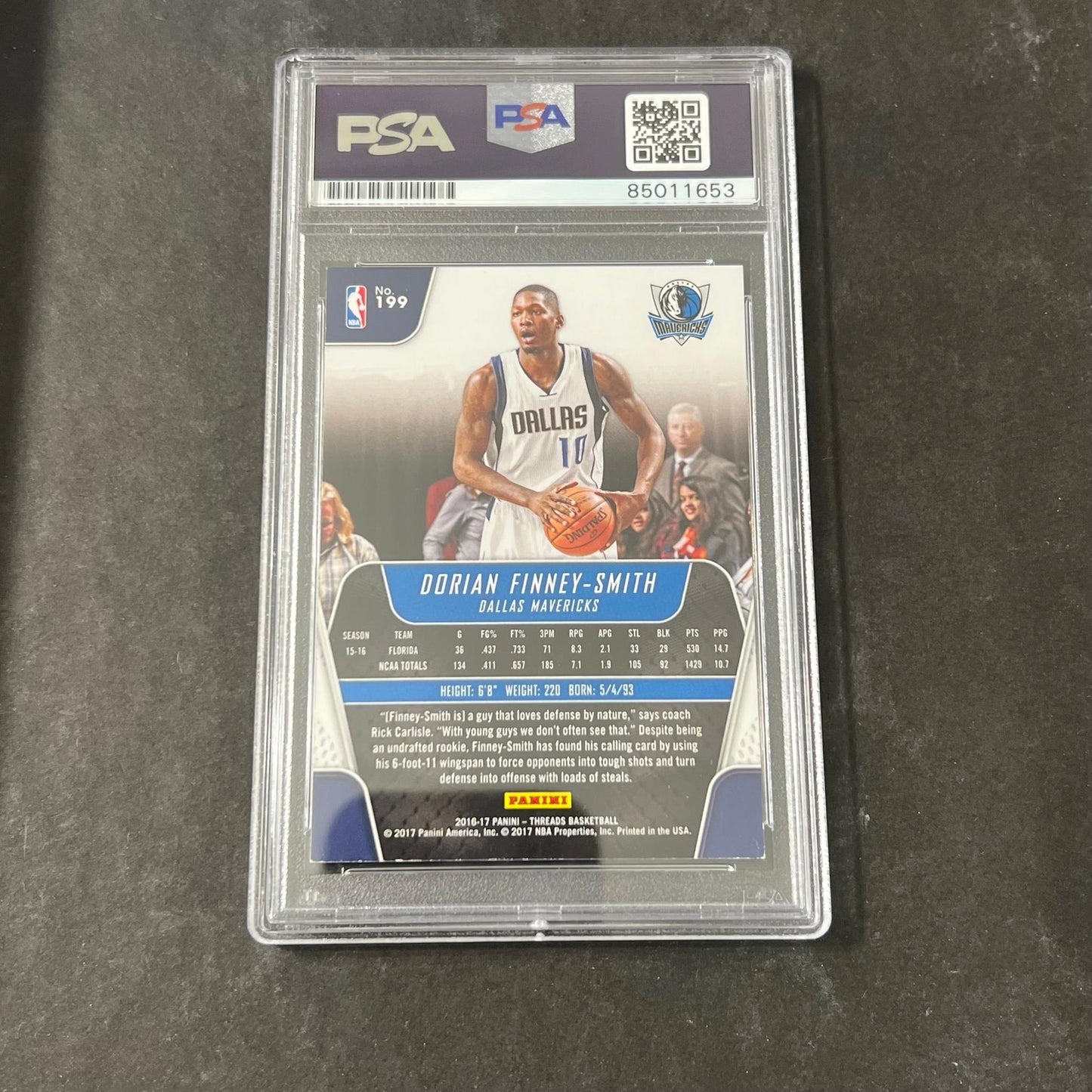 2016-17 Panini Threads #199 Dorian Finney-Smith Signed Card AUTO PSA Slabbed Mav