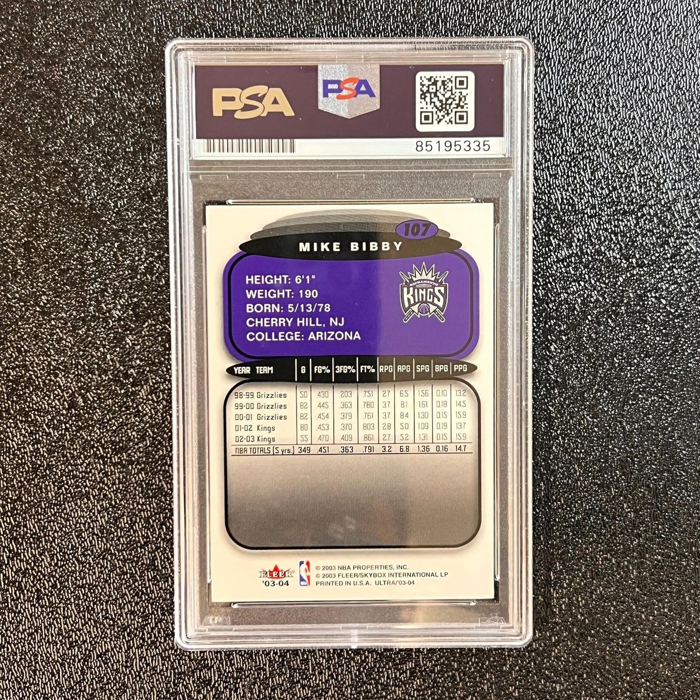 2003-04 Fleer Ultra #107 Mike Bibby Signed Card AUTO PSA Slabbed Kings