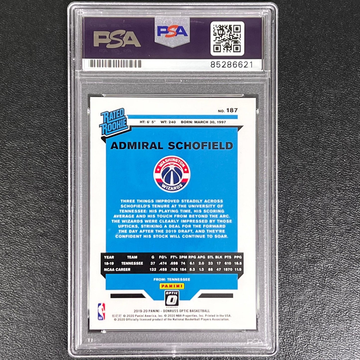 2019-20 Panini Donruss Optic Rated Rookie #187 Admiral Schofield Signed Card AUT