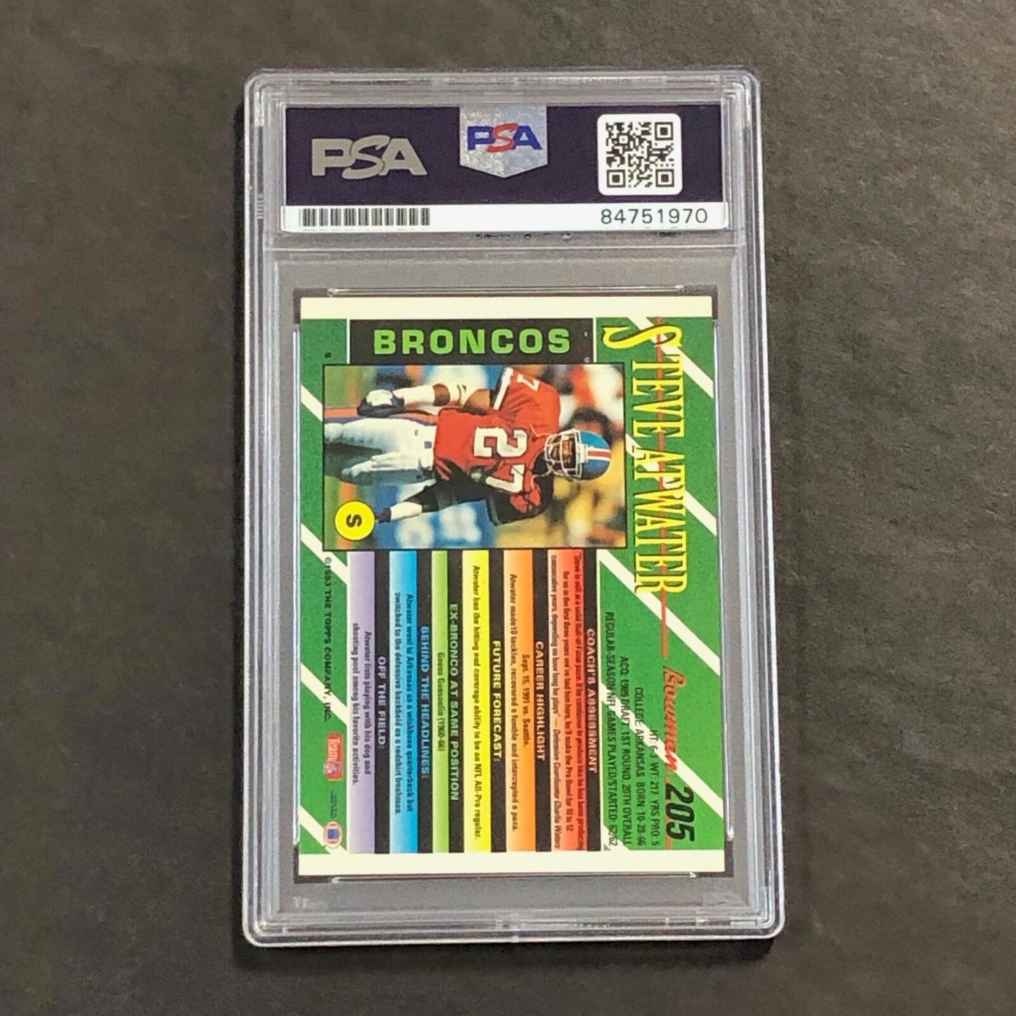 1993 BOWMAN #205 Steve Atwater Signed Card PSA Slabbed Auto Broncos