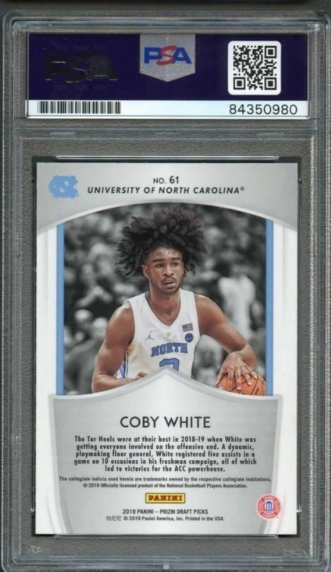 2019-20 Prizm Draft Picks #61 Coby White Signed Card AUTO PSA Slabbed Heat