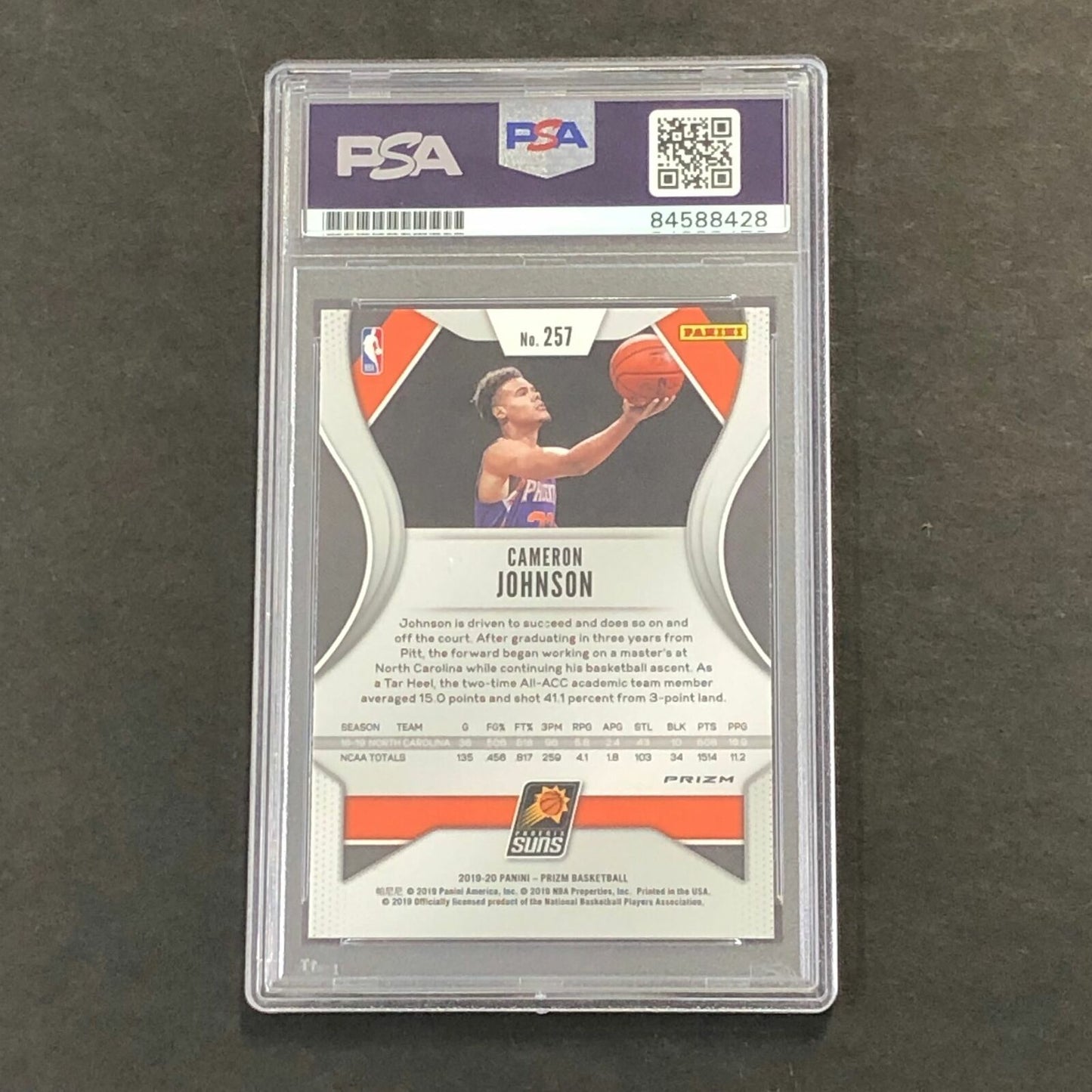 2019-20 Panini Prizm Red White And Blue #257 Cameron Johnson Signed Card PSA Sla