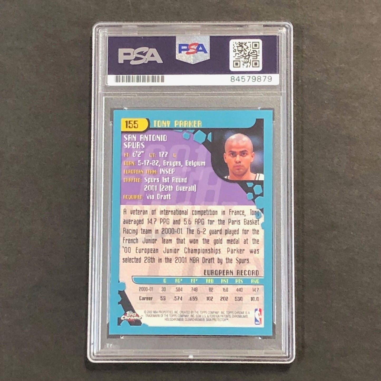 2001 Topps Chrome #15 Tony Parker Signed Card AUTO PSA Slabbed Autographed RC Sp