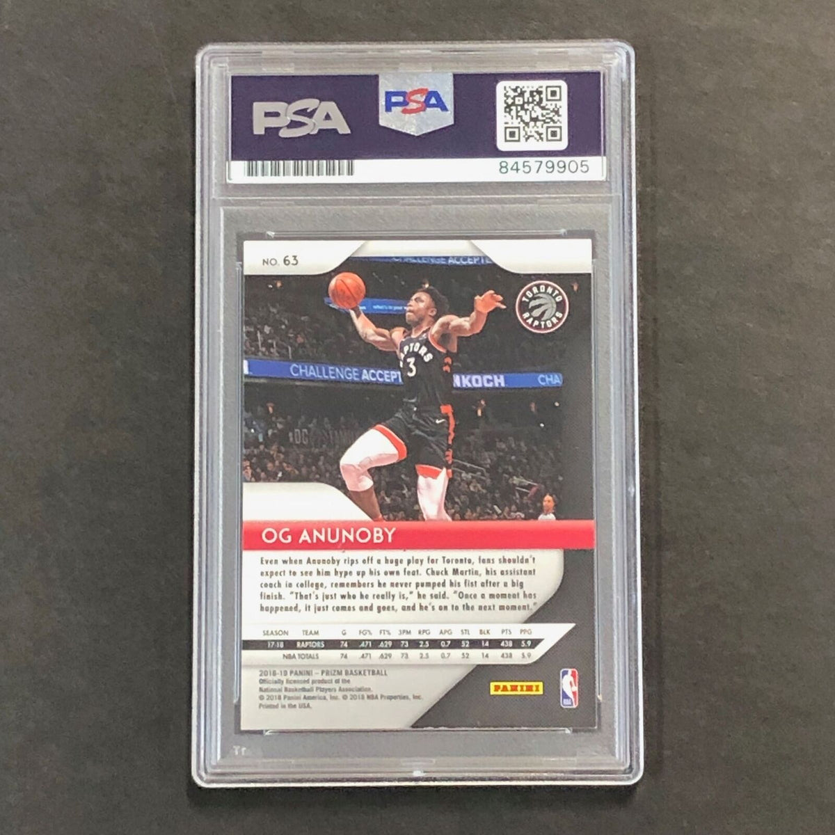 2018-19 Panini Prizm #63 Og Anunoby Signed Card AUTO PSA Slabbed Raptors