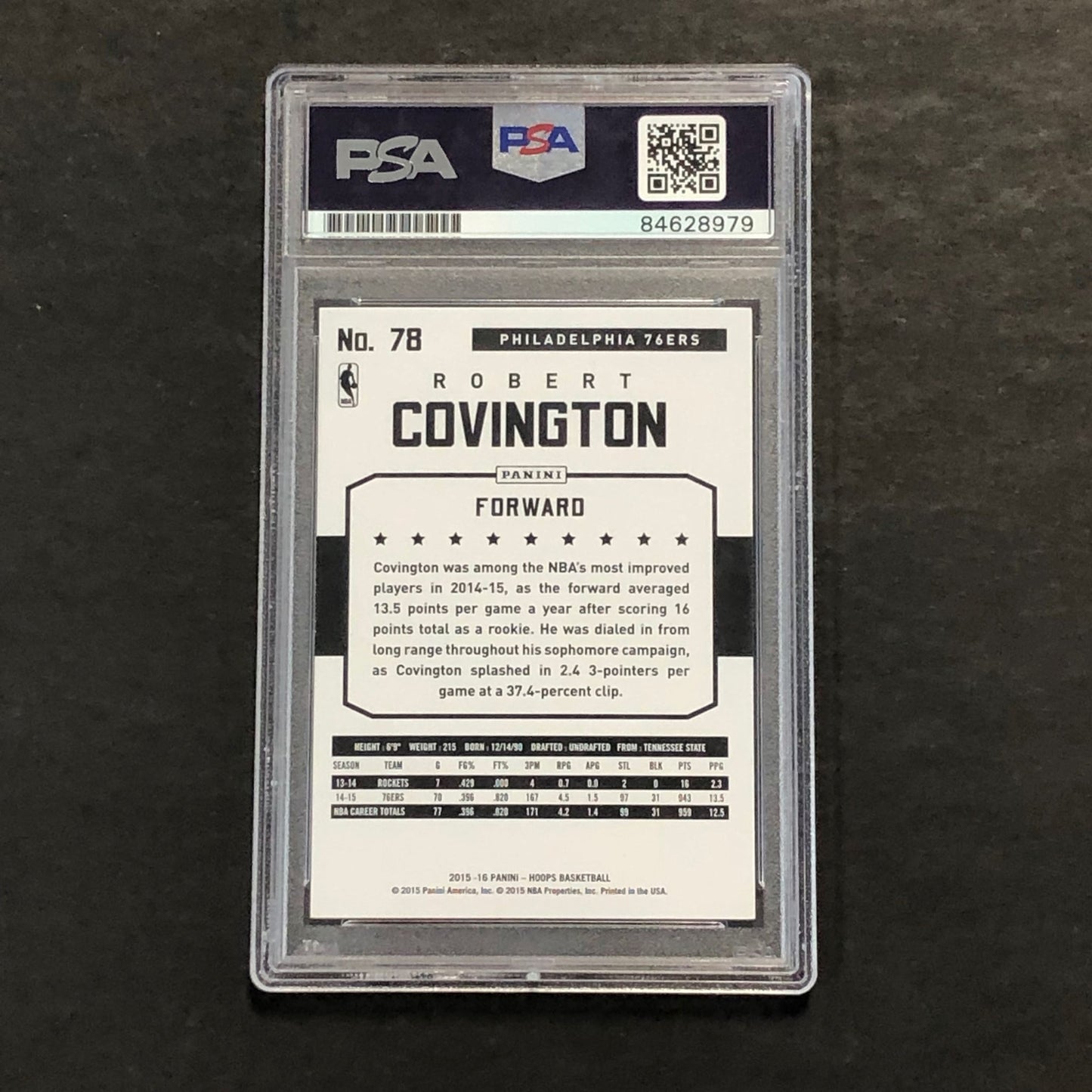 2015-16 NBA Hoops #78 Robert Covington Signed Card AUTO 10 PSA Slabbed 76ers