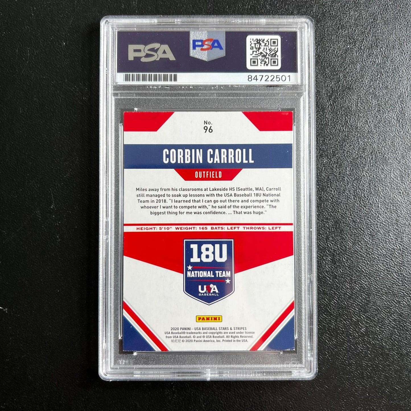 2020 Panini Stars and Stripes #96 signed by Corbin Carroll PSA/DNA Arizona Diamo