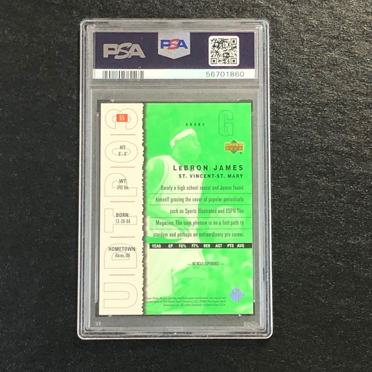 2003 UD Top Prospects #55 Lebron James PSA 7 NM Top Prospects