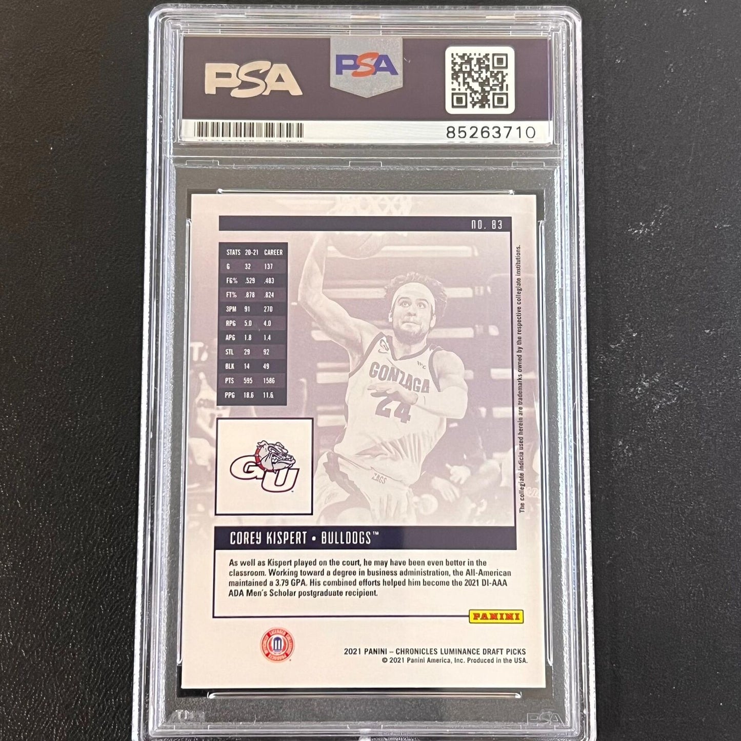 2021 Panini Chronicles #83 COREY KISPERT Signed Card AUTO PSA Slabbed Wizards RC
