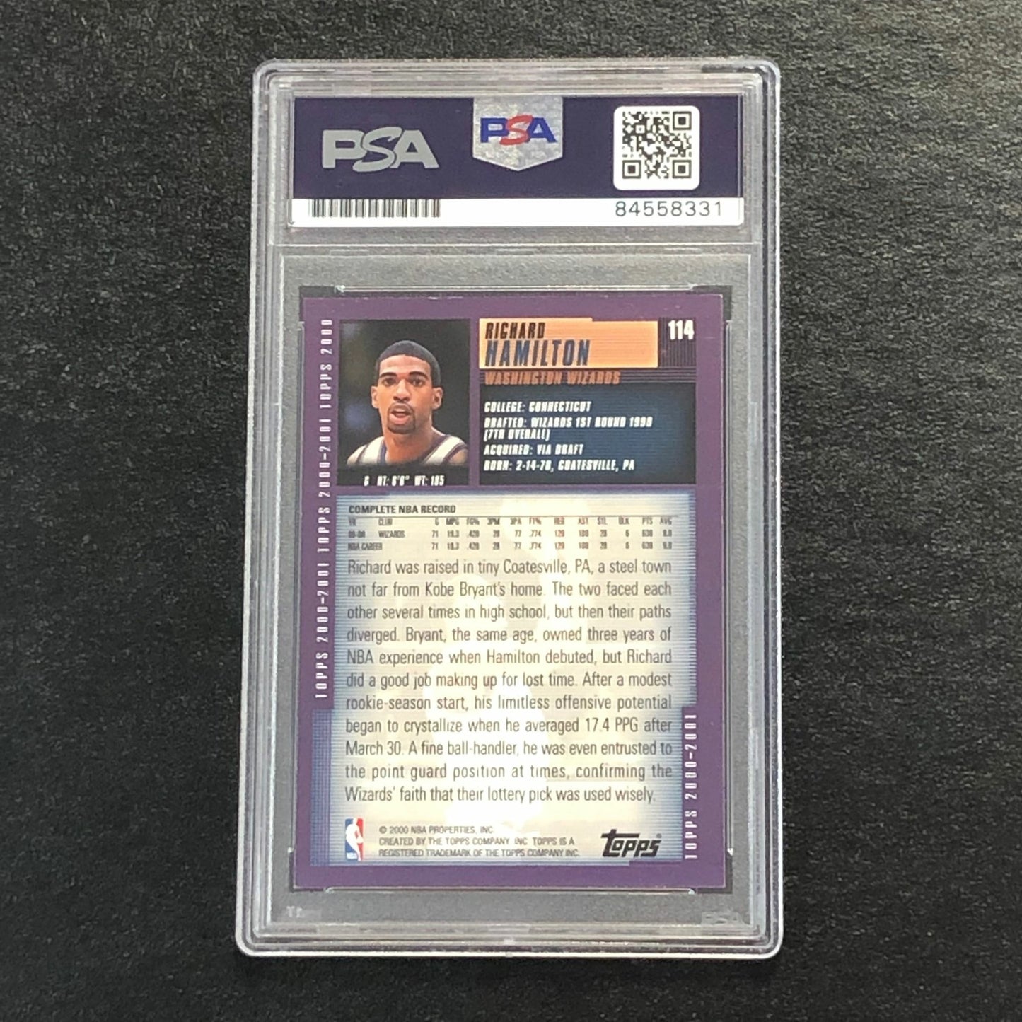 2000 Topps #114 Richard Hamilton Signed Card AUTO PSA Slabbed Wizards