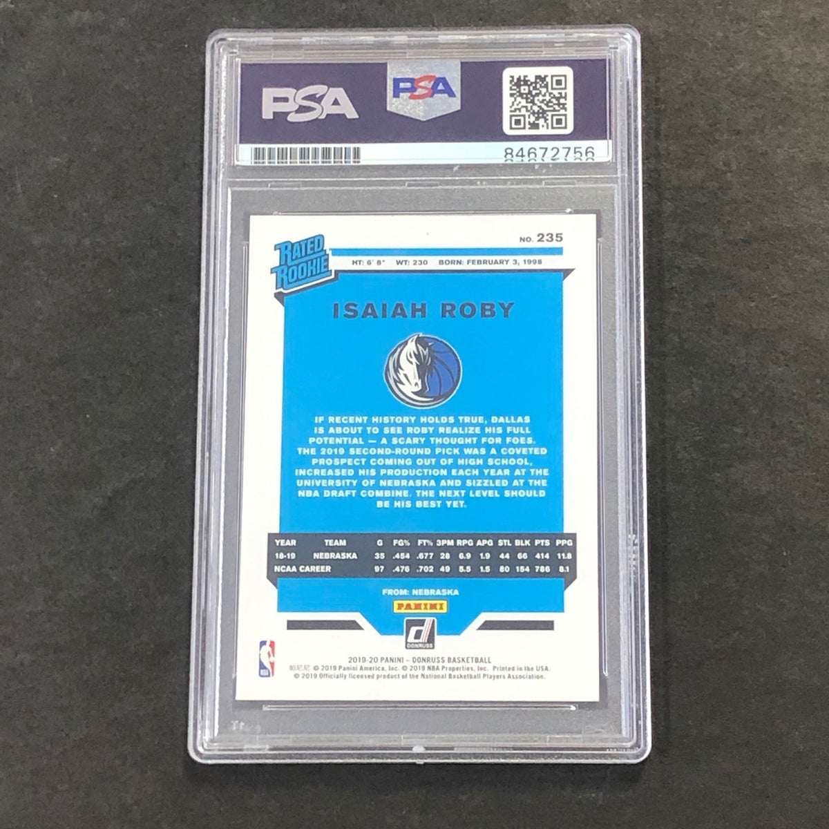2019-20 Panini Donruss #235 Isaiah Roby Signed Card AUTO GRADE 10 PSA Slabbed RC