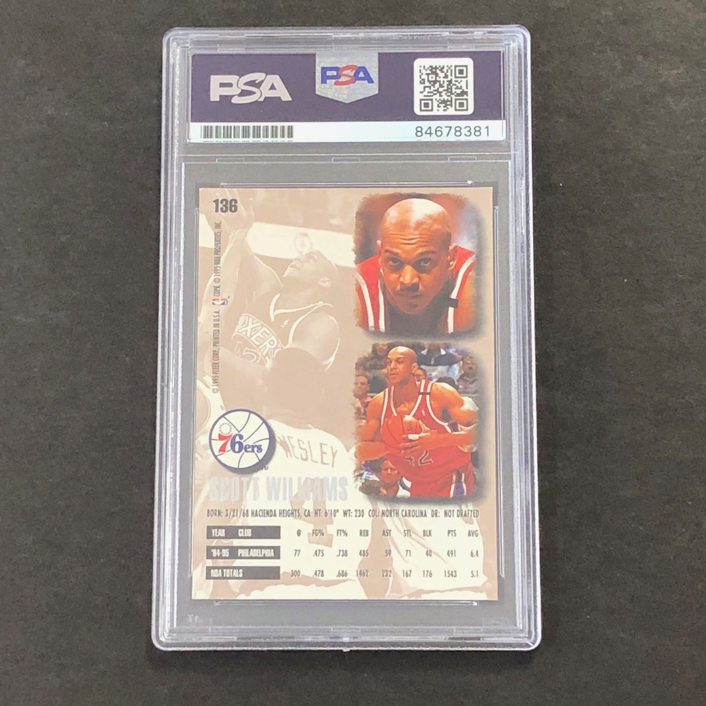 1995-96 Fleer Ultra #136 Scott Williams Signed Card PSA Slabbed 76ers