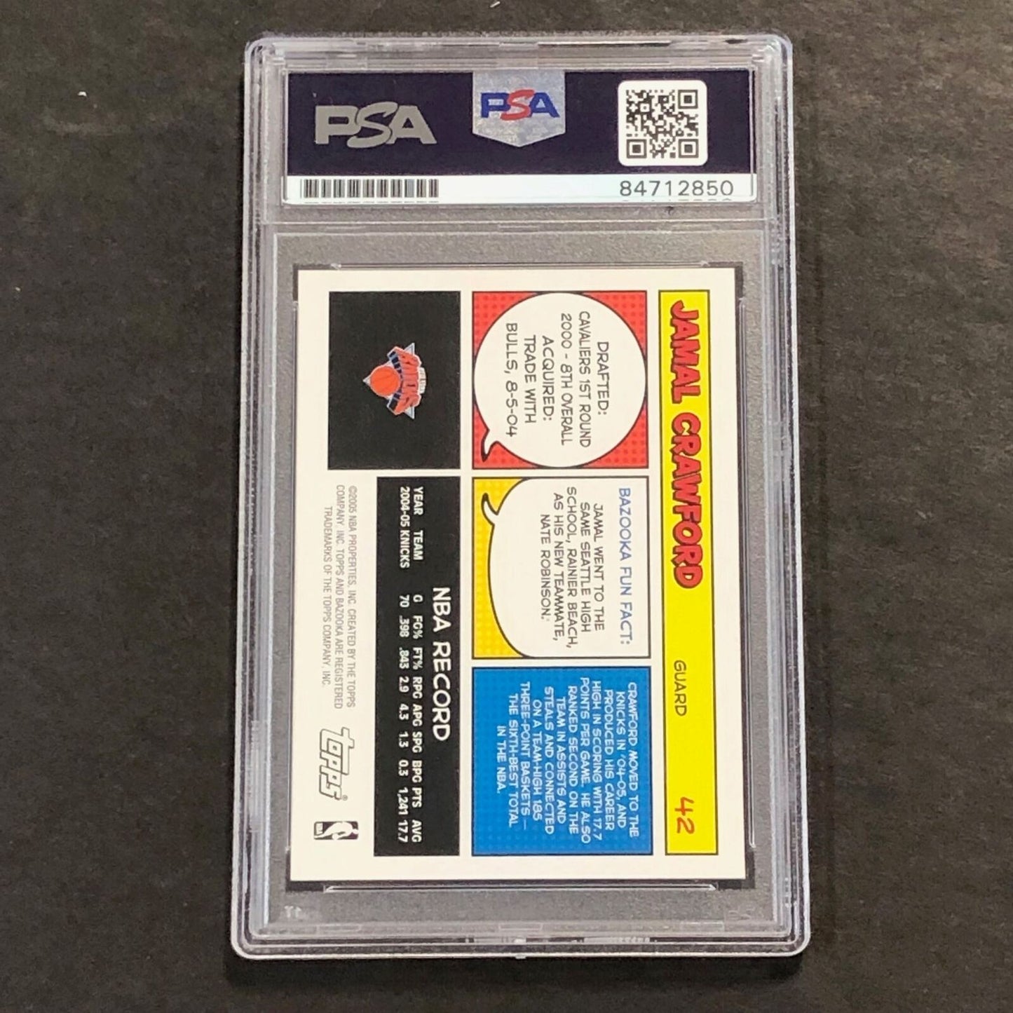 2005-06 Topps Bazooka #42 Jamal Crawford Signed Card AUTO PSA Slabbed Knicks