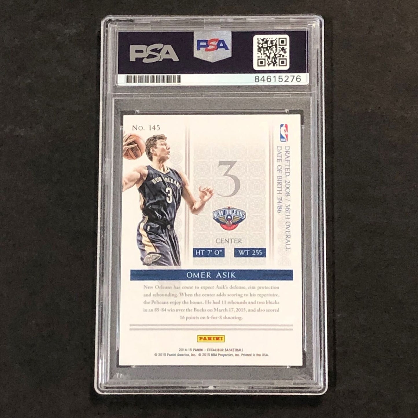 2014-15 Panini Excalibur #145 Omer Asik Signed Card AUTO 10 PSA/DNA Slabbed Peli