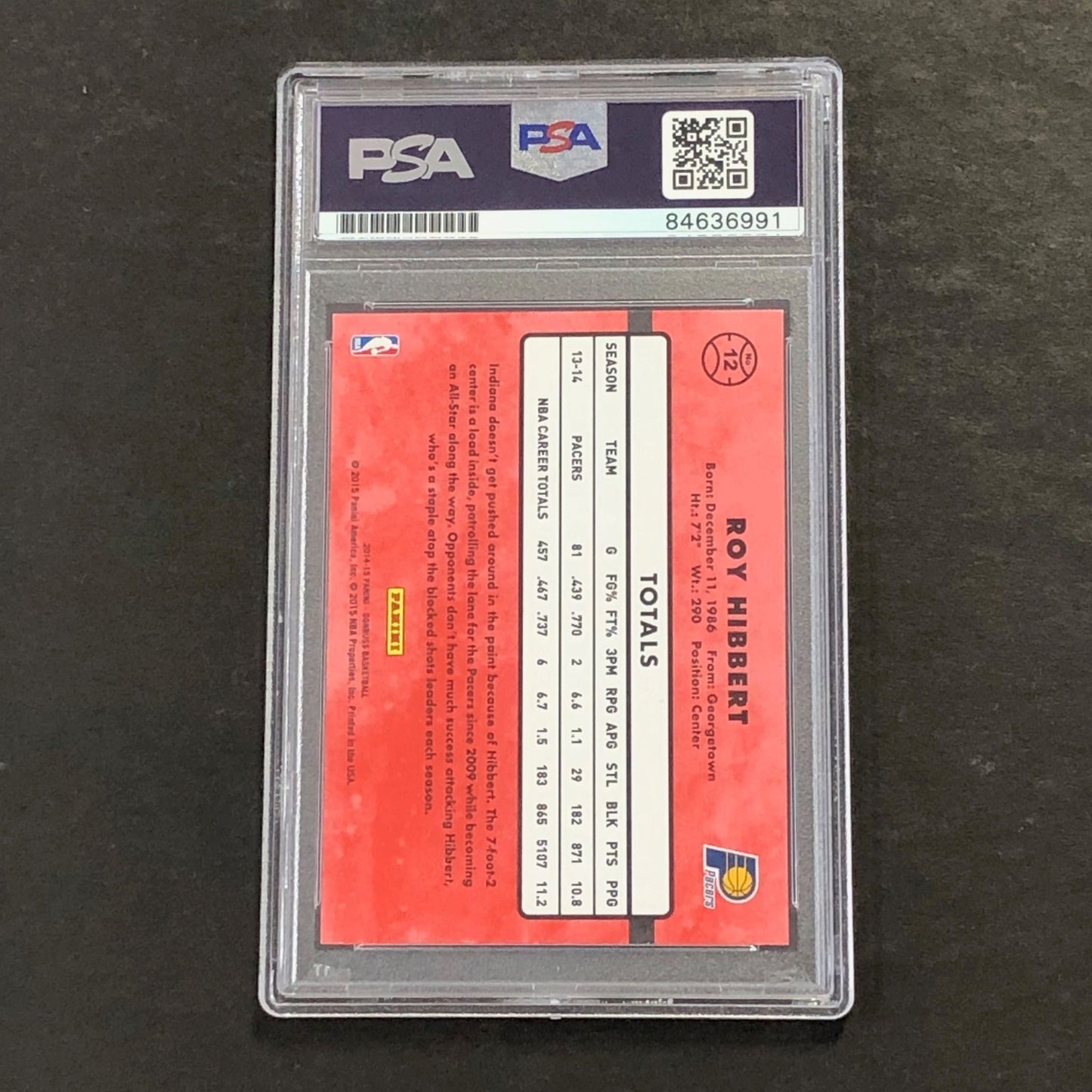 2014-15 Panini Donruss #12 Roy Hibbert Signed Card AUTO PSA Slabbed Pacers