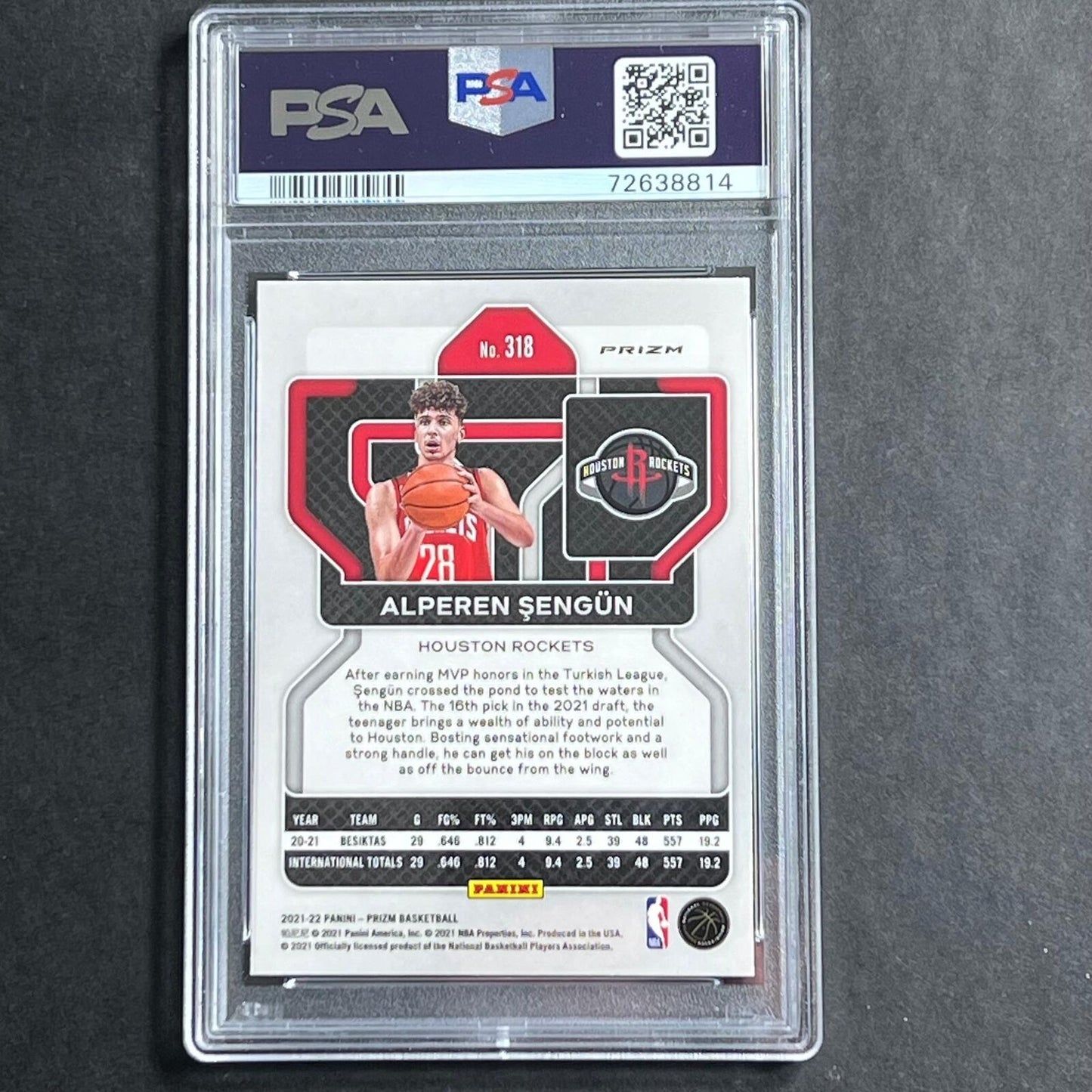 2021-22 Panini Prizm Orange Ice #318 Alperen Sengun Auto 10 Card 10 PSA Slabbed