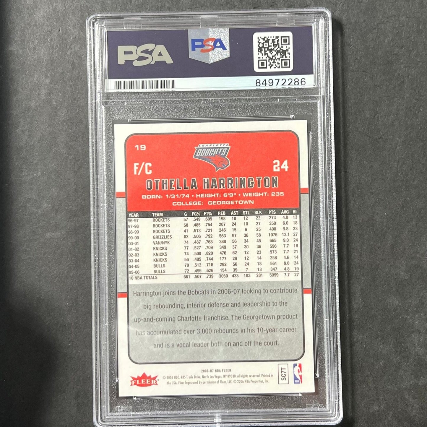 2006-07 NBA Fleer #24 Othella Harrington Signed Card AUTO PSA Slabbed Bobcats
