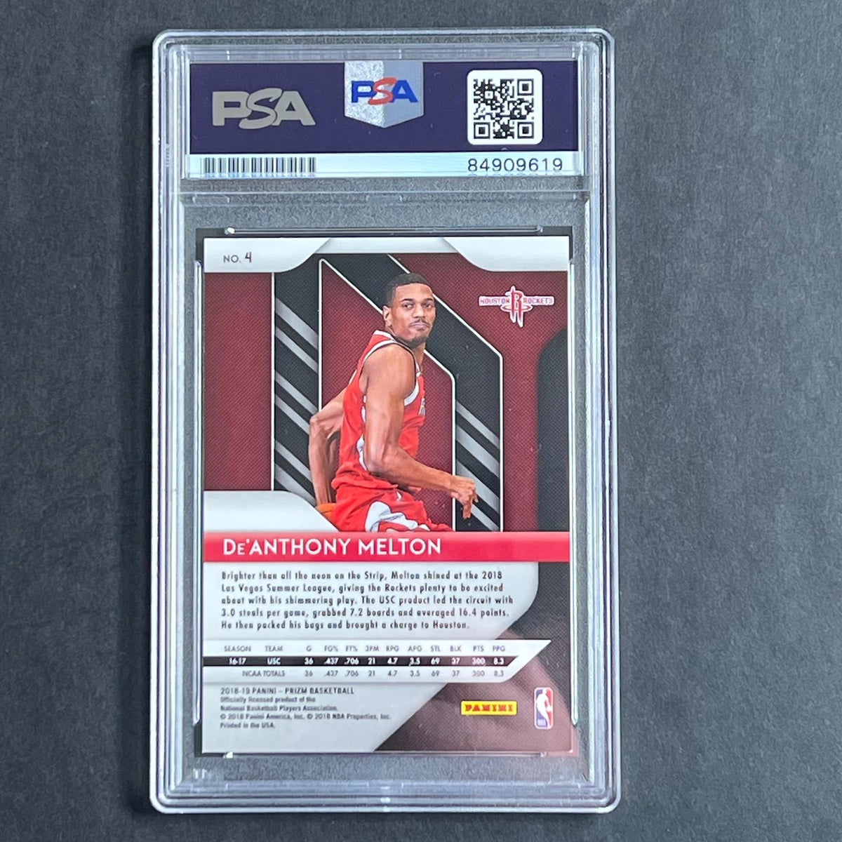 2018-19 Panini Prizm #4 De'Anthony Melton Signed Card AUTO PSA Slabbed RC Rocket