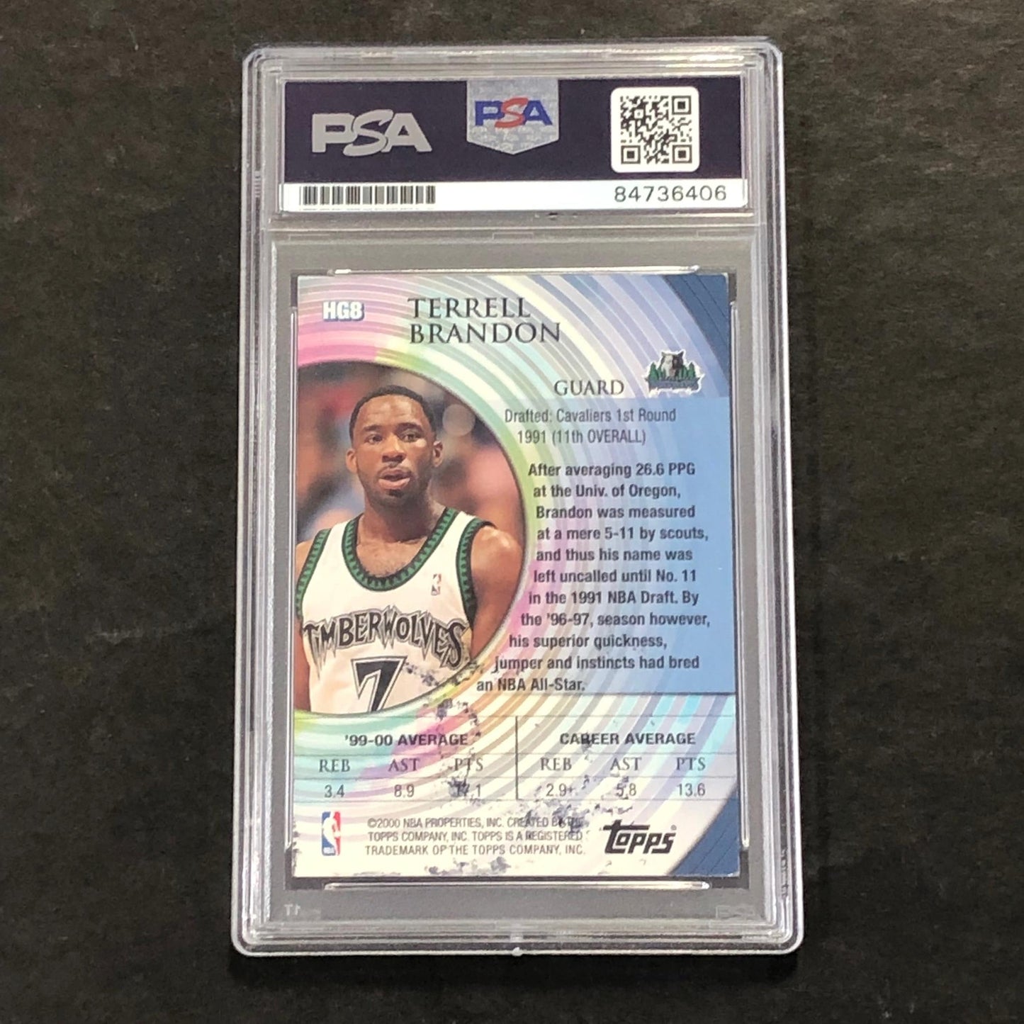 2000-01 Topps #HG8 Terrell Brandon Signed Card AUTO PSA/DNA Slabbed Timberwolves