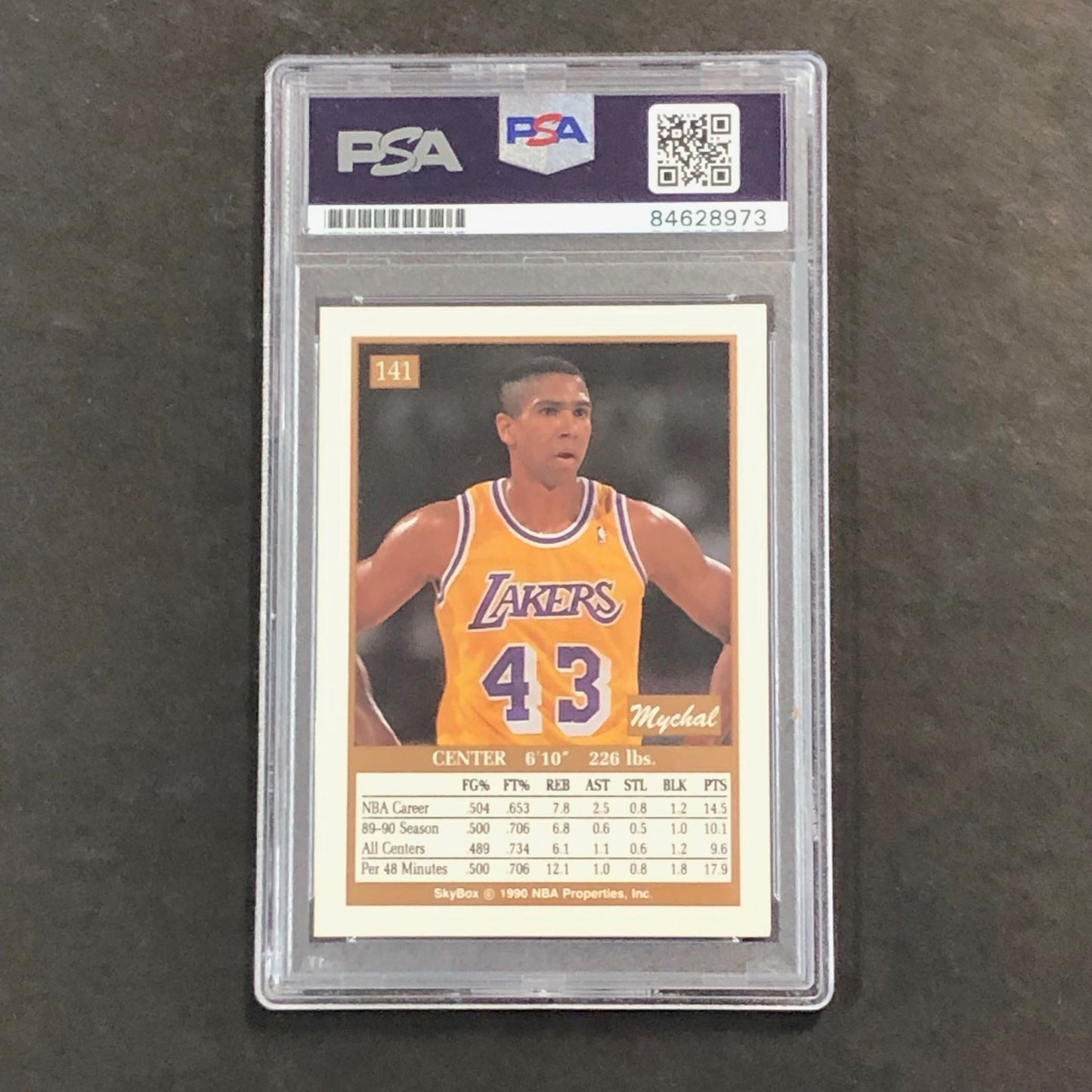 1990-91 Skybox #141 Mychal Thompson Signed Card AUTO GRADE 10 PSA Slabbed Lakers