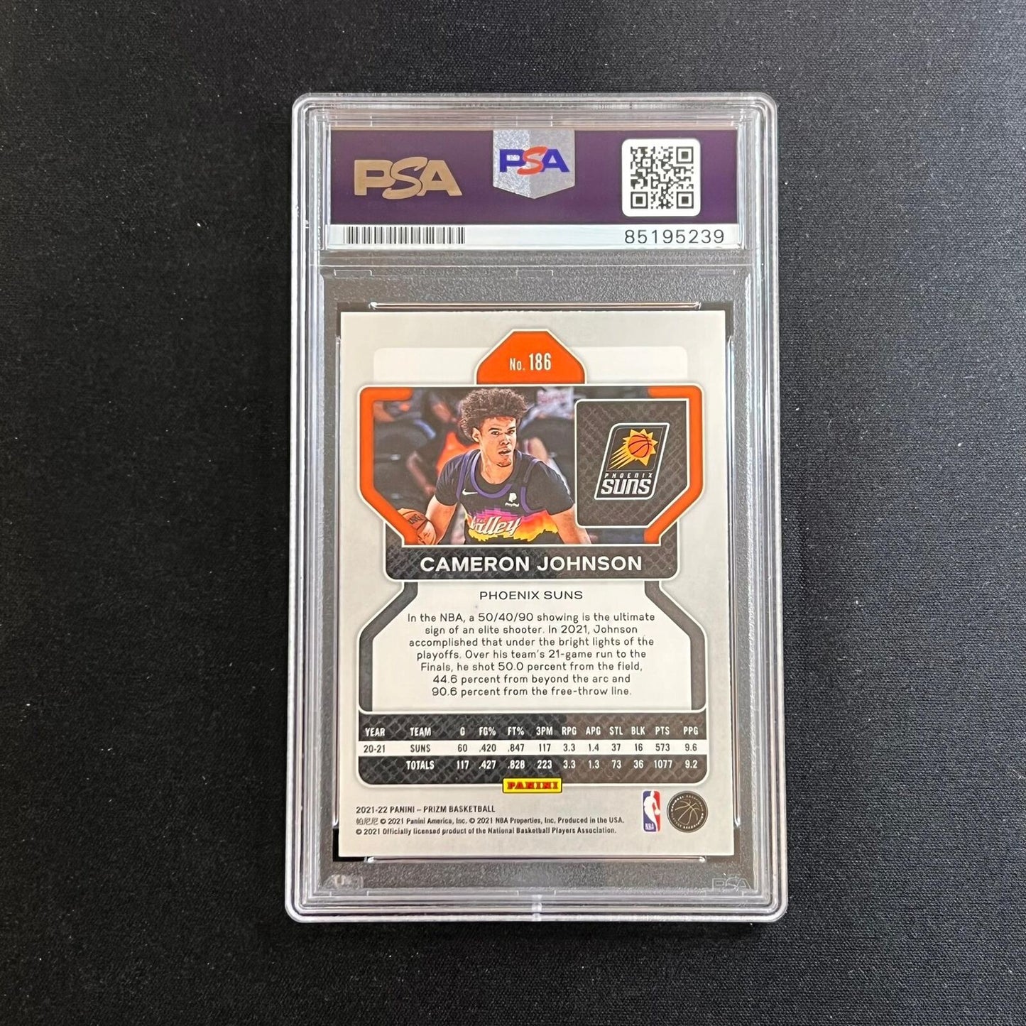 2021-22 Panini Prizm #186 Cameron Johnson Signed Card PSA Slabbed Auto RC Suns