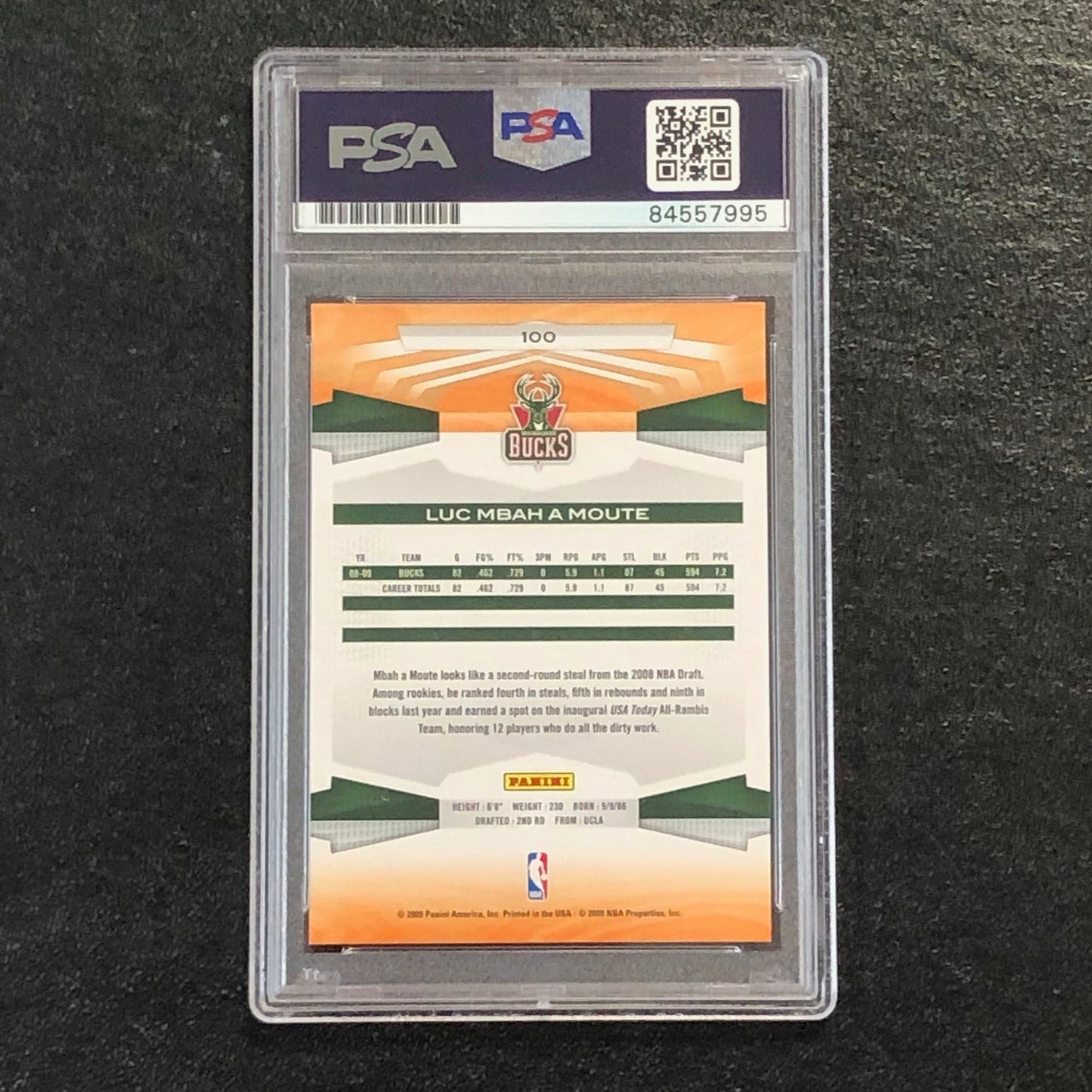 2009-10 Panini Basketball #100 Luc Mbah a Moute Signed Card AUTO PSA Slabbed Buc