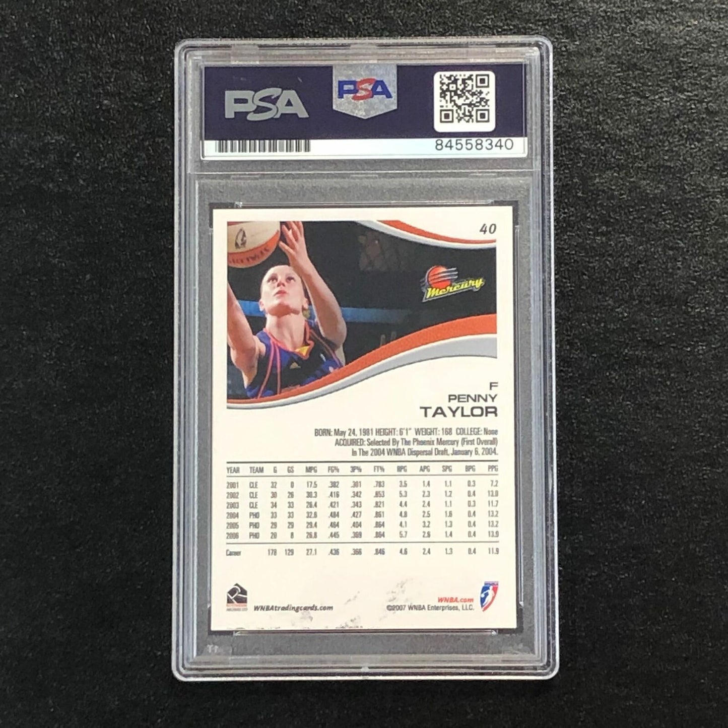 2007 Rittenhouse WNBA #40 Penny Taylor Signed Card AUTO PSA/DNA Slabbed Mercury