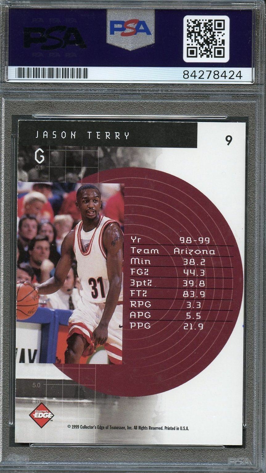 1999 Edge #9 Jason Terry Signed Card AUTO PSA Slabbed Hawks