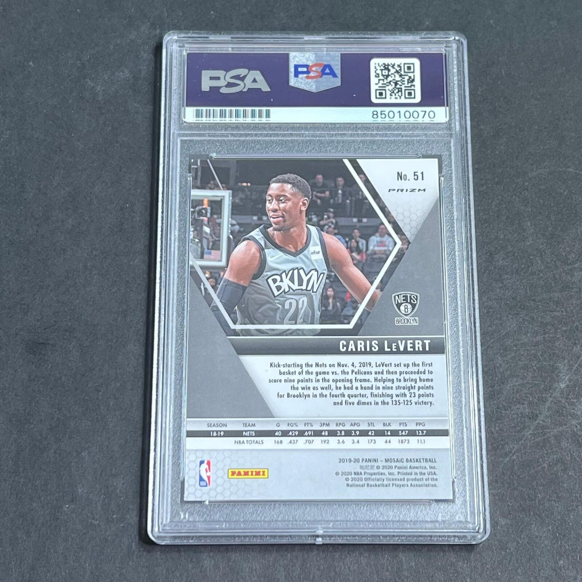 2019-20 Panini Mosaic #51 Caris Lavert Signed Card AUTO PSA Slabbed Nets RC