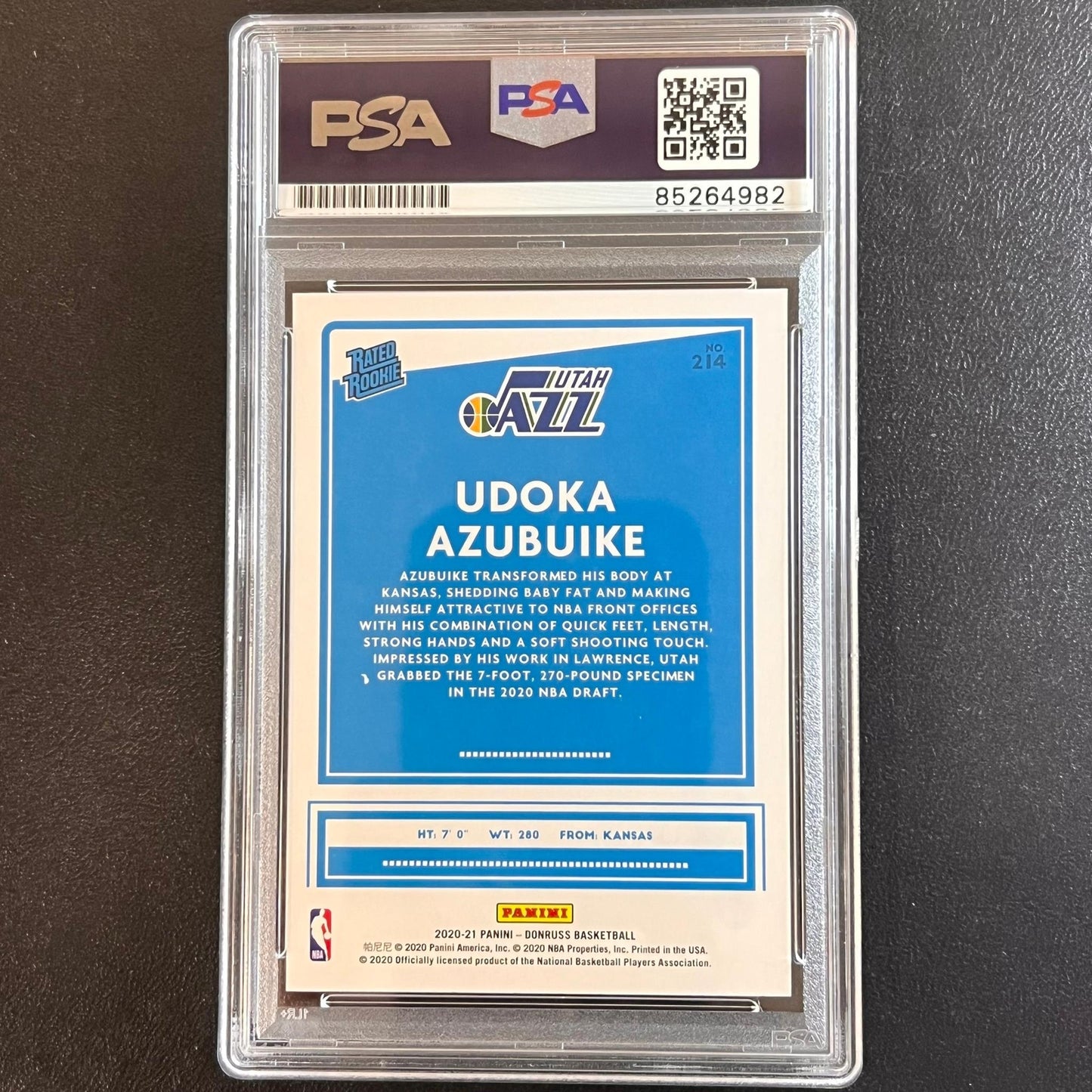 2020-21 Panini Donruss #214 Udoka Azubuike AUTO Signed Card PSA/DNA Encapsulated