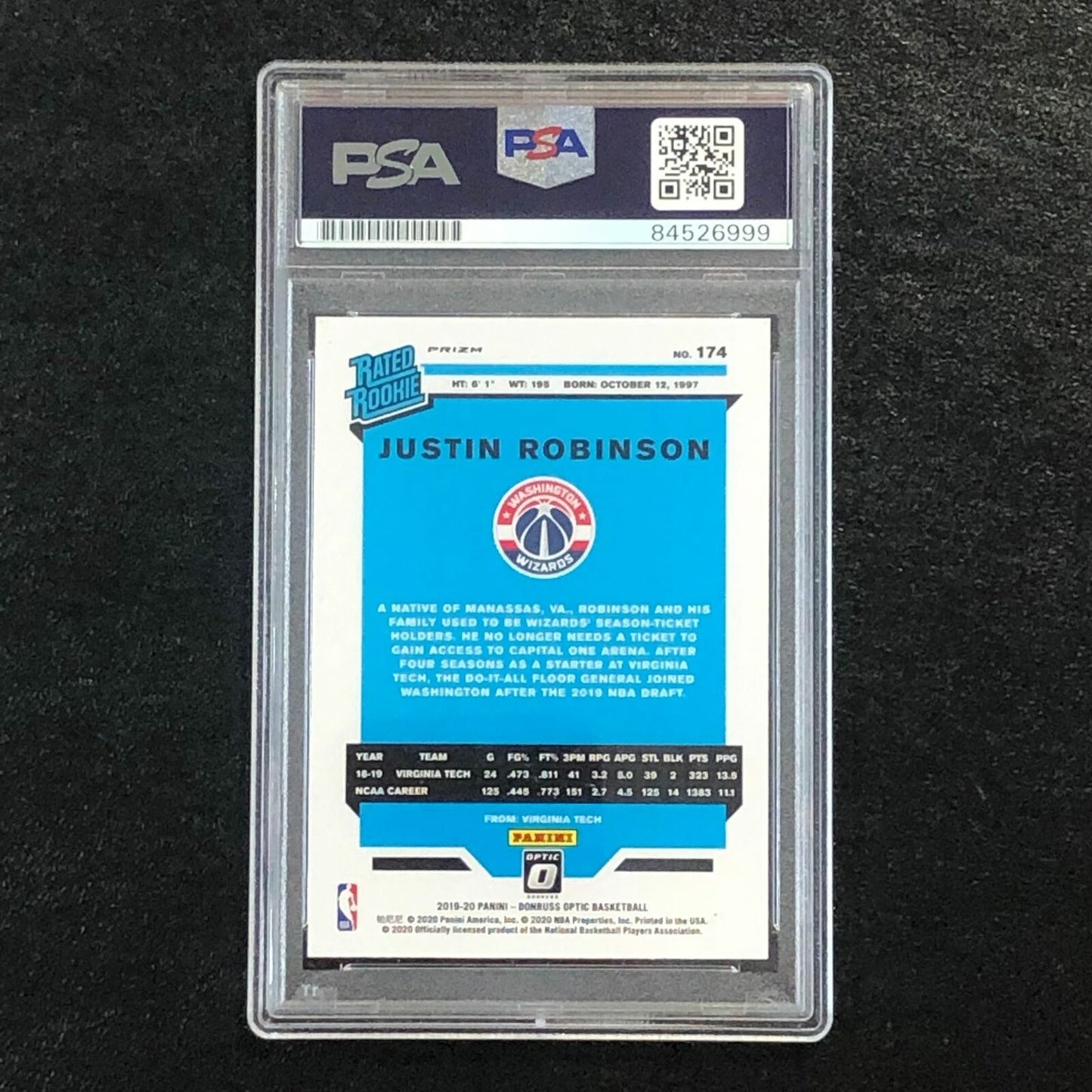 2019-20 OPTIC RATED ROOKIE HYPER PINK #174 JUSTIN ROBINSON Signed Rookie Card AU