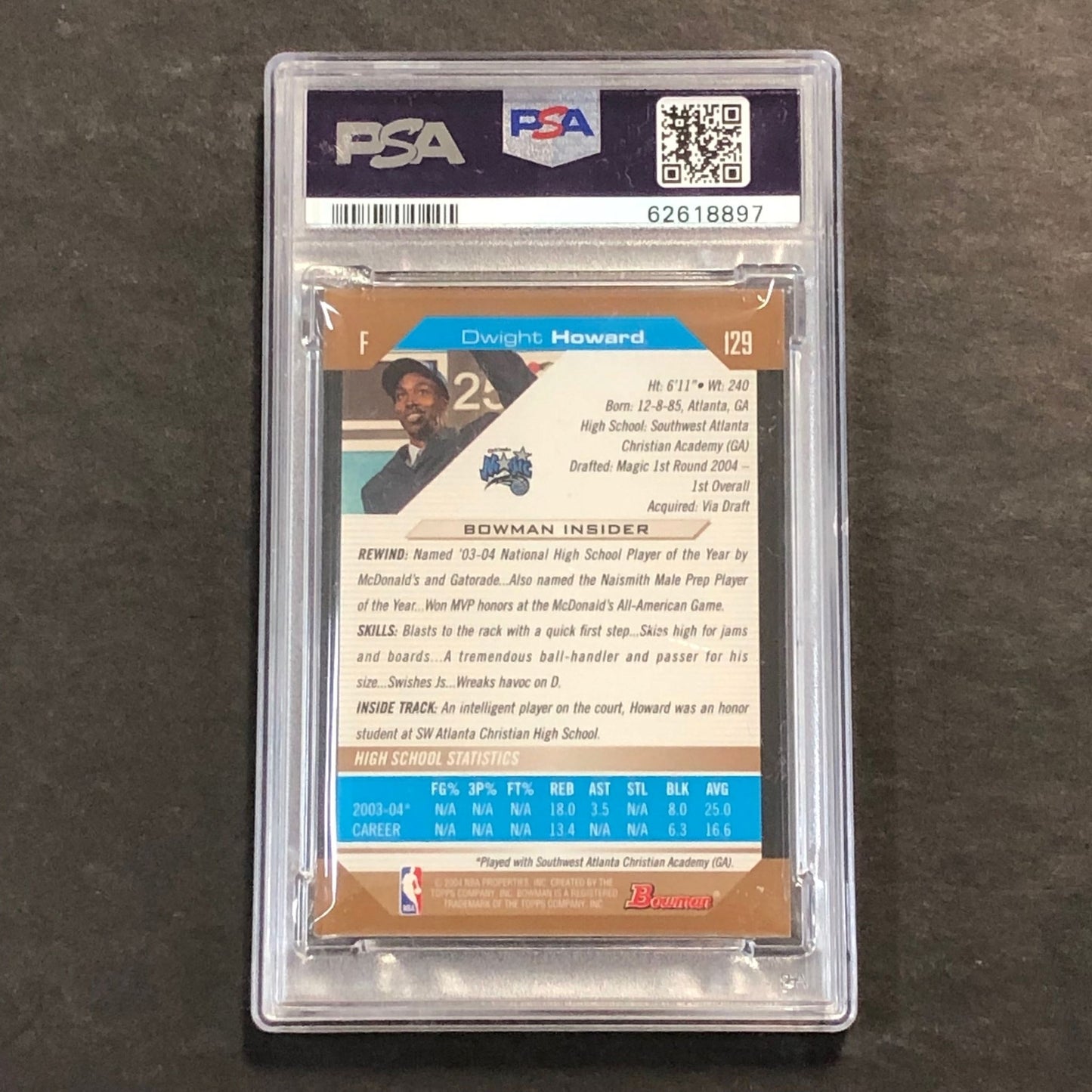 2004 Bowman #129 Dwight Howard PSA 5 EX Magic