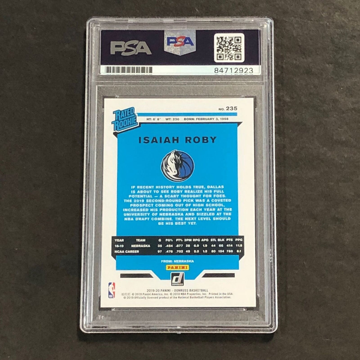 2019-20 Panini Donruss Rated Rookie #235 Isaiah Roby Signed Card AUTO PSA Slabbe