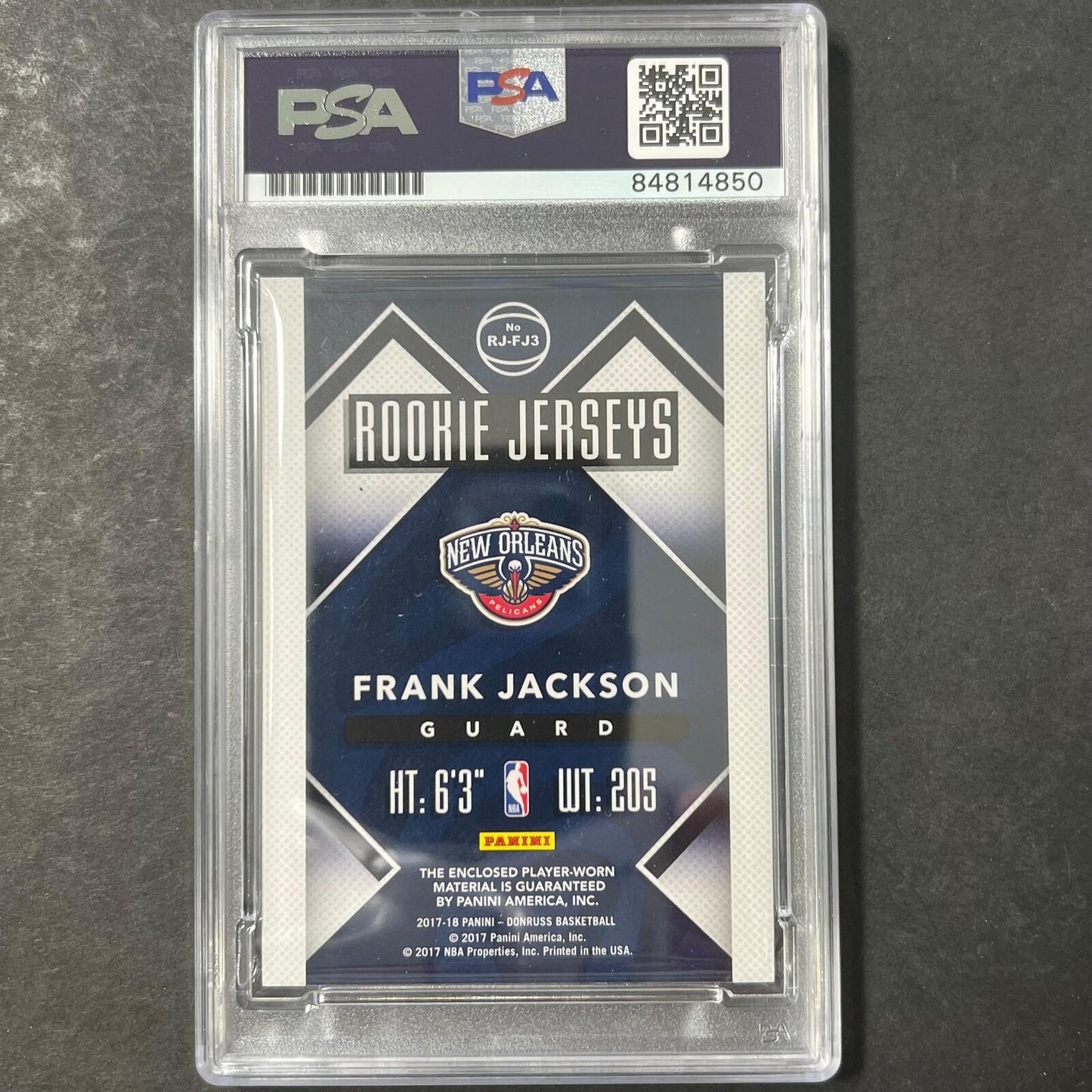 2017-18 Panini Donruss Rookie Jerseys Frank Jackson Signed Card AUTO 10 PSA Slab