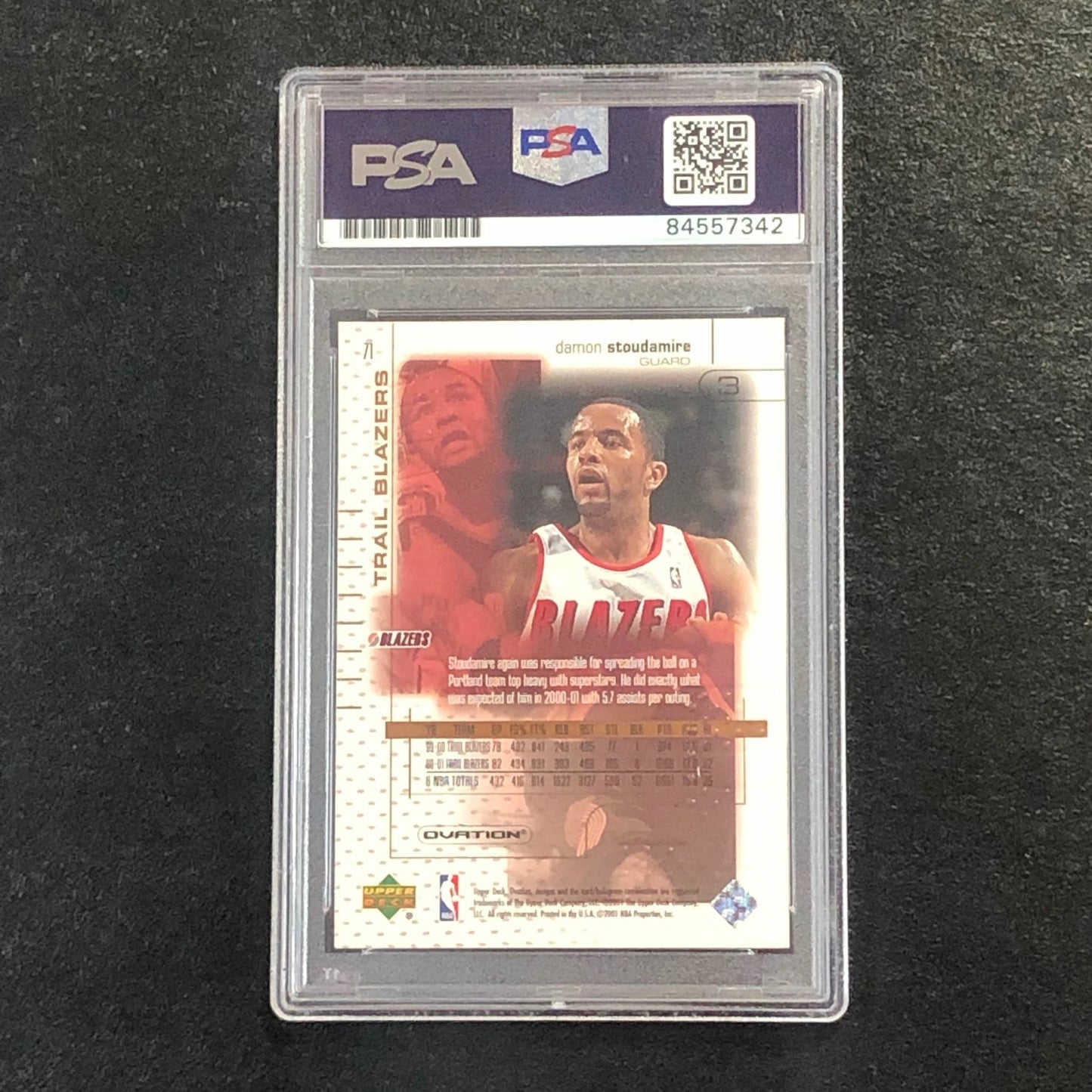 2001-02 Upper Deck Ovation #71 DAMON STOUDAMIRE Signed Card AUTO PSA Slabbed Tra