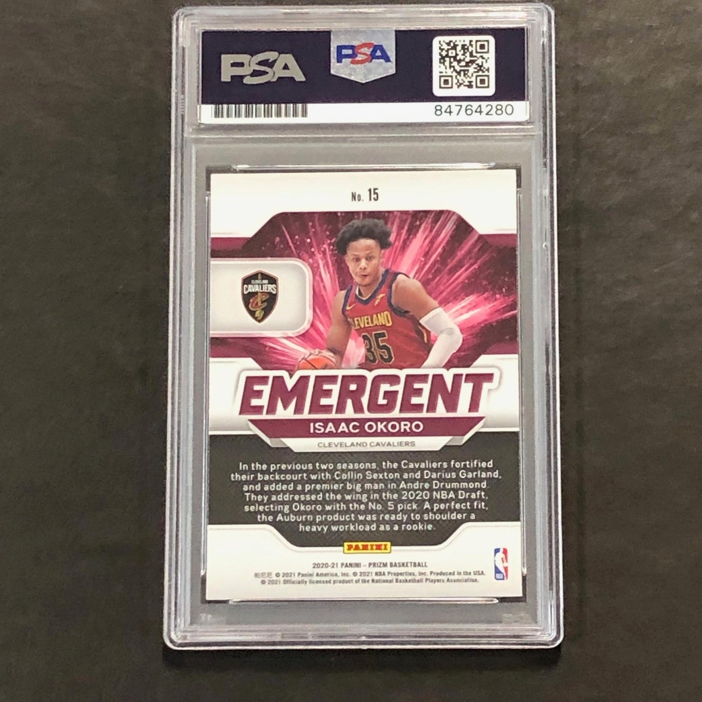 2020-21 Panini Prizm Emergent #15 Isaac Okoro Signed Card AUTO PSA Slabbed RC Ca