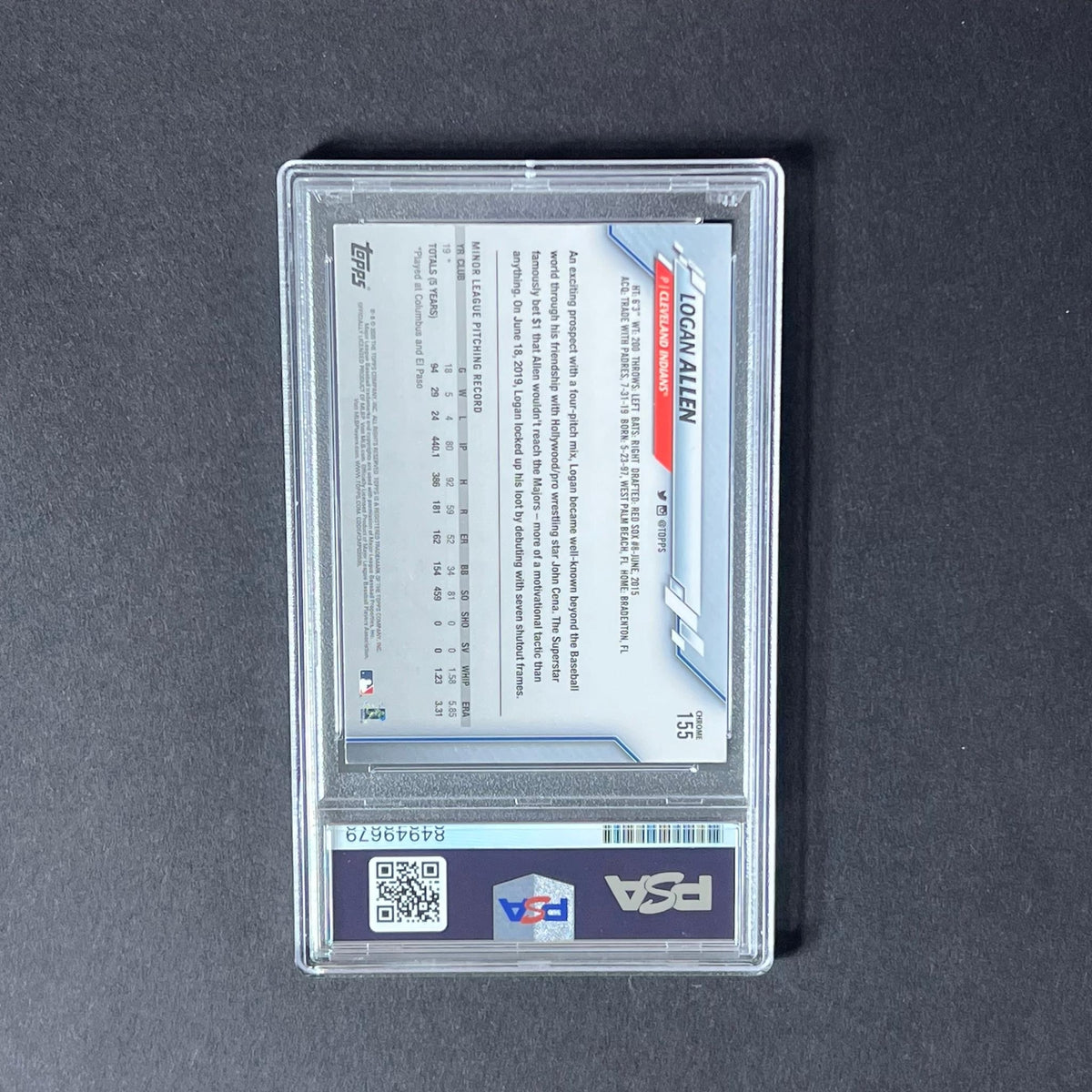 2020 Topps Chrome #155 Logan Allen Signed Card PSA Slabbed Auto Graded 10 Guardi