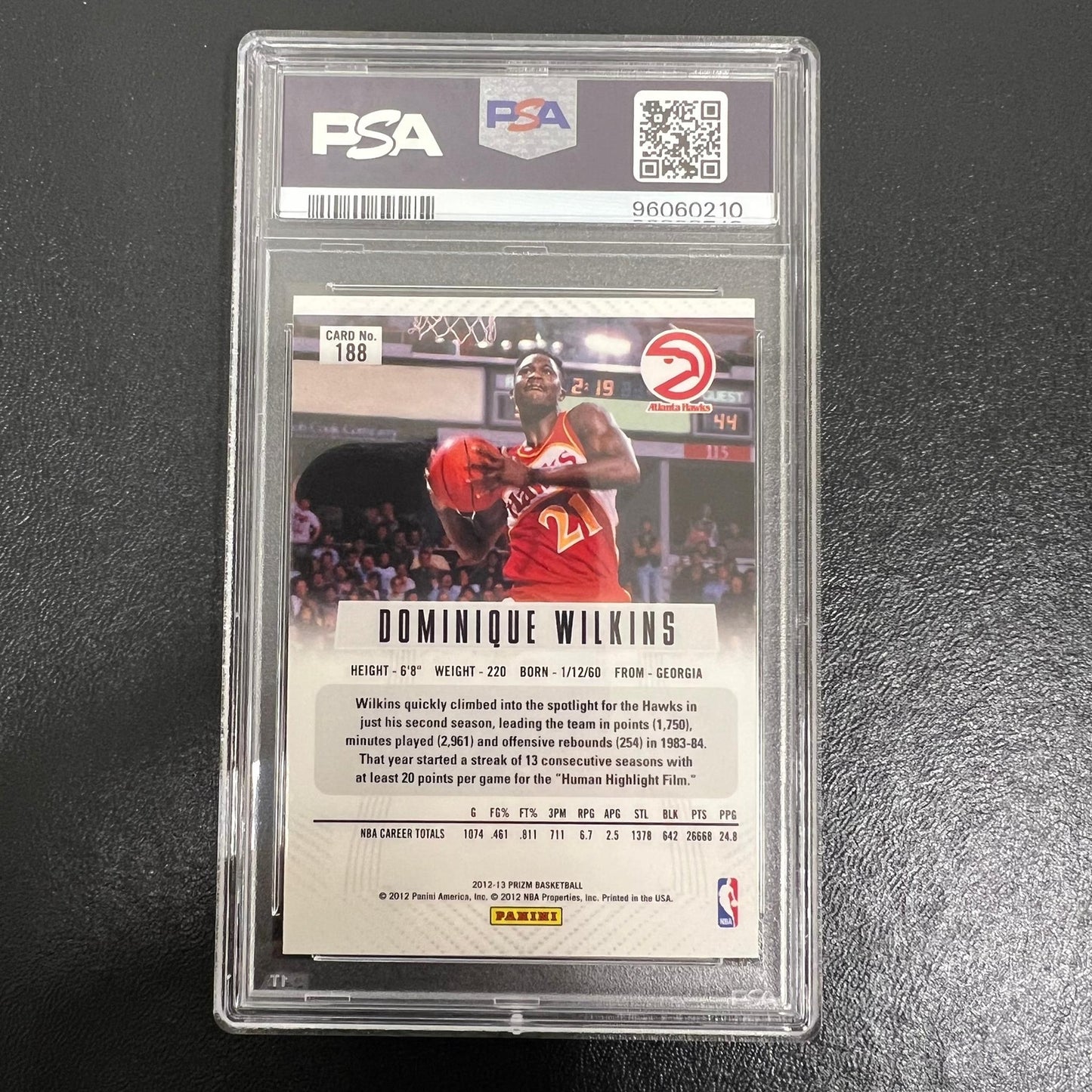 2012-13 Panini Prizm #188 Dominique Wilkins Signed Card AUTO 10 PSA Slabbed Hawk