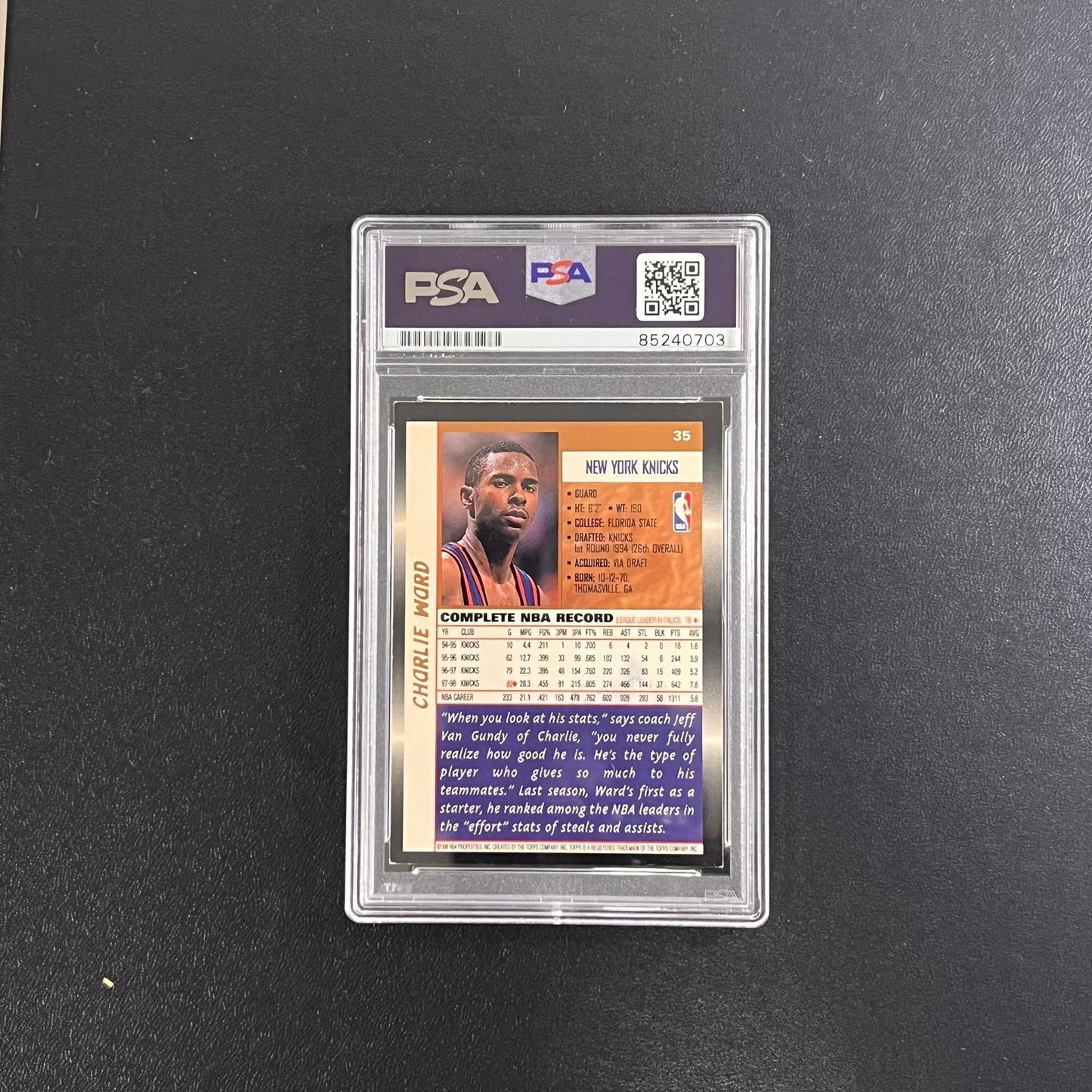 2000 Topps #35 Charlie Ward Signed Card PSA Slabbed Knicks