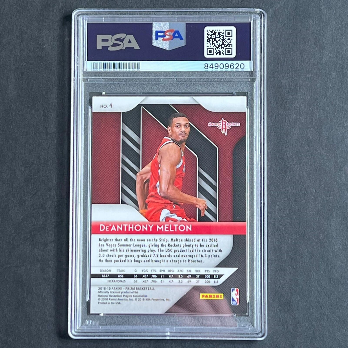 2018-19 Panini Prizm #4 De'Anthony Melton Signed Card AUTO PSA Slabbed RC Rocket