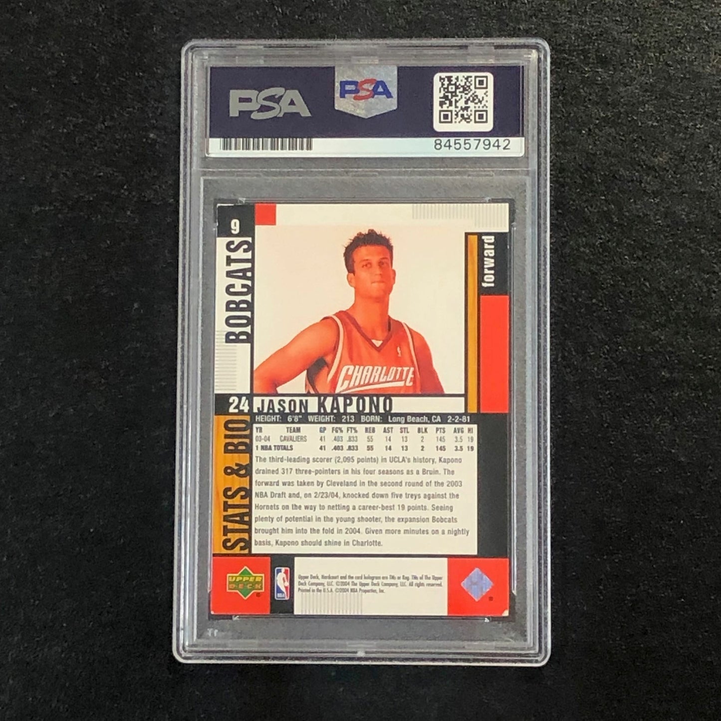 2004-05 Upper Deck Hardcourt #9 Jason Kapono Signed Card AUTO PSA/DNA Slabbed Bo